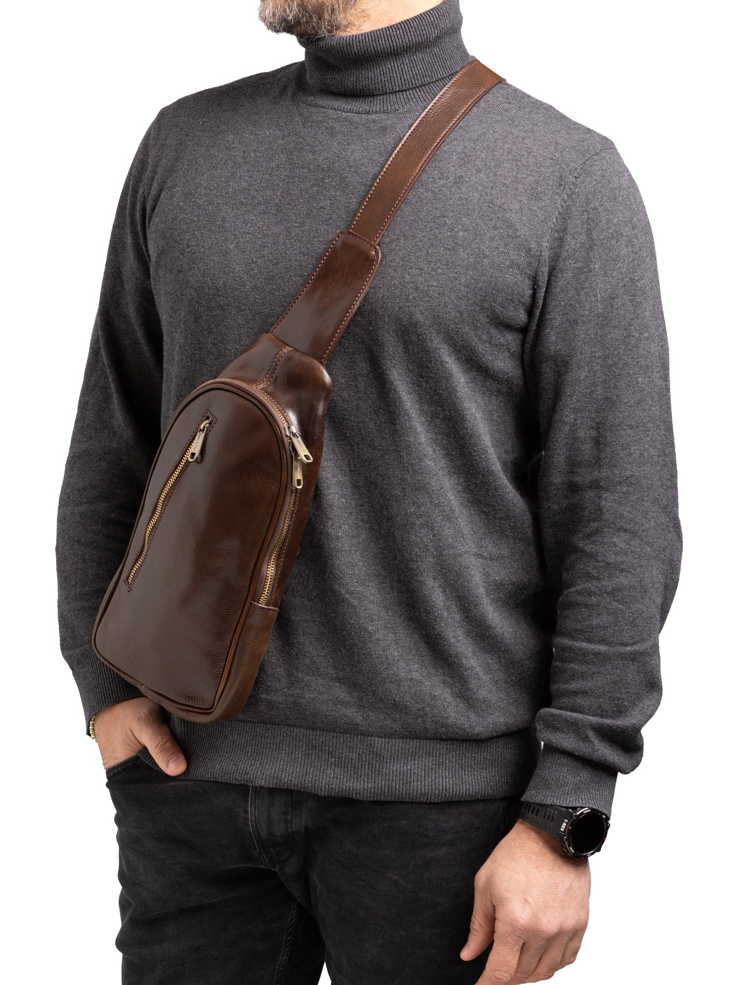 Crossbody bag I Fratelli Men Genuine leather -Tmoro Testa di moro