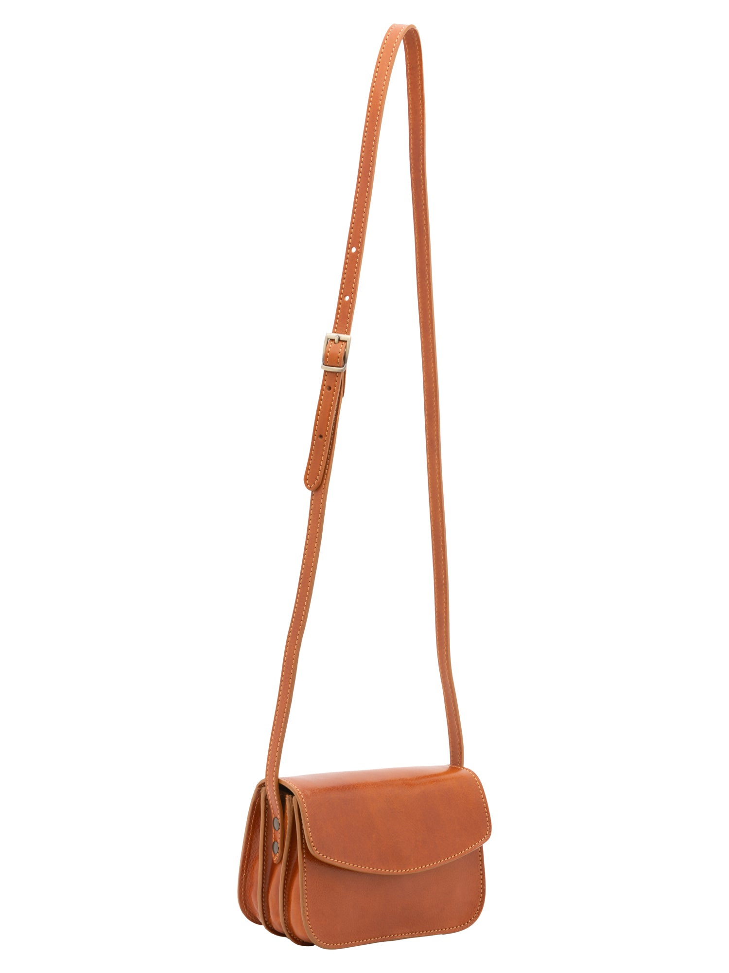 Crossbody bag I Fratelli Women Genuine leather -Rosso Cognac