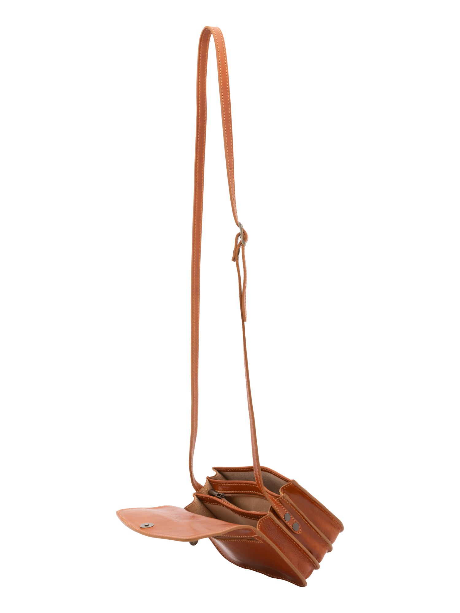 Crossbody bag I Fratelli Women Genuine leather -Rosso Cognac