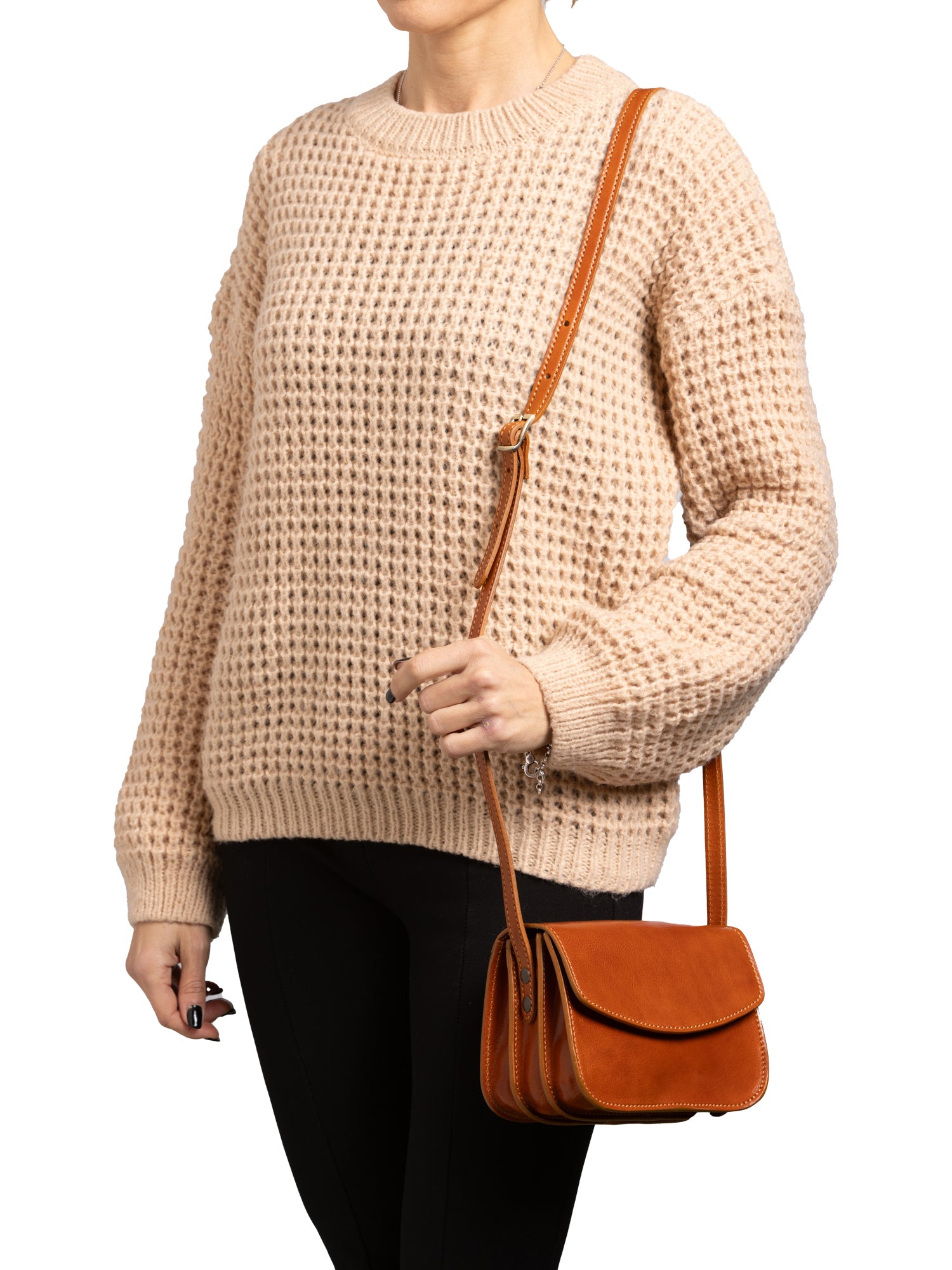 Crossbody bag I Fratelli Women Genuine leather -Rosso Cognac