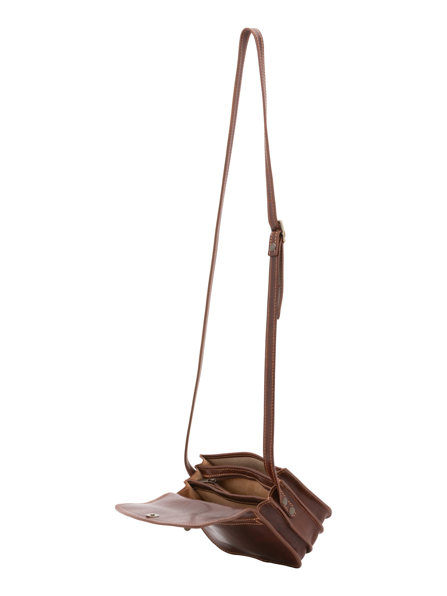 Crossbody bag I Fratelli Women Genuine leather -Rosso Marrone