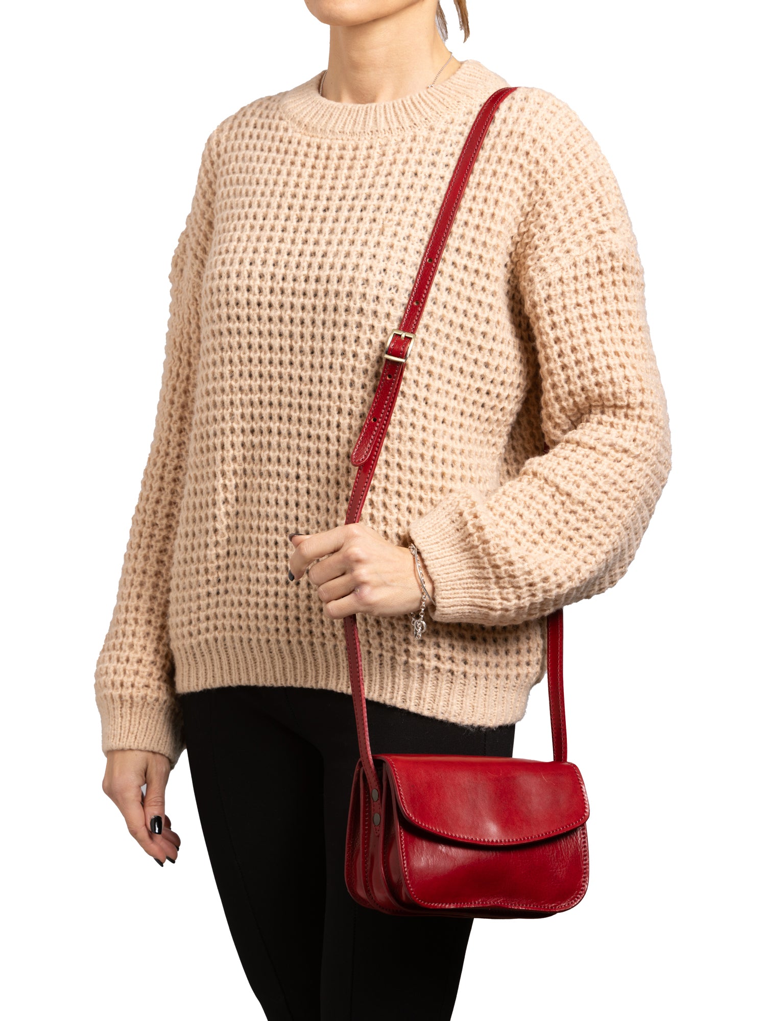 Crossbody bag I Fratelli Women Genuine leather -Rosso Rosso
