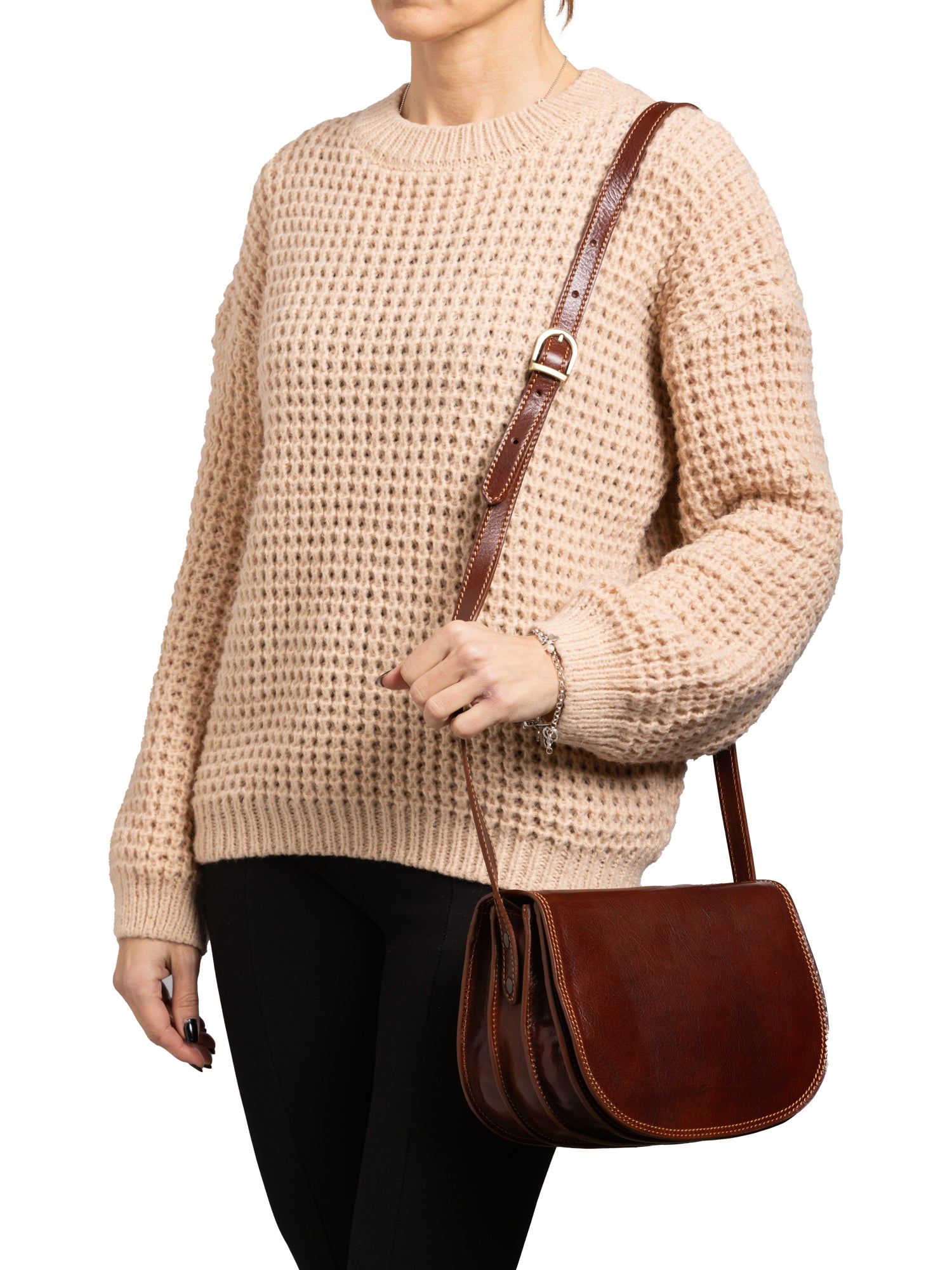 Crossbody bag I Fratelli Women Genuine leather -Rosso Marrone