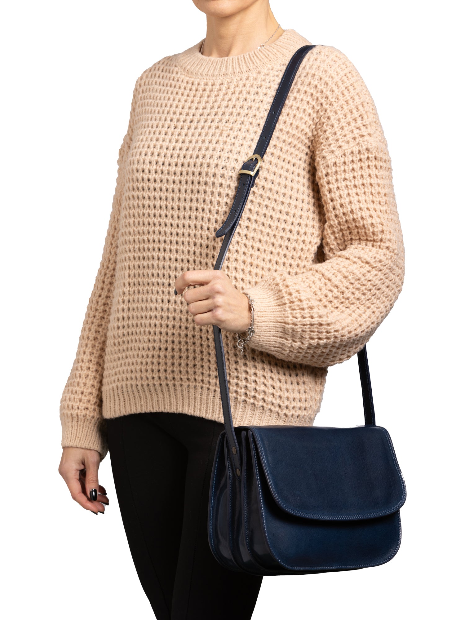 Crossbody bag I Fratelli Women Genuine leather -Rosso Blu
