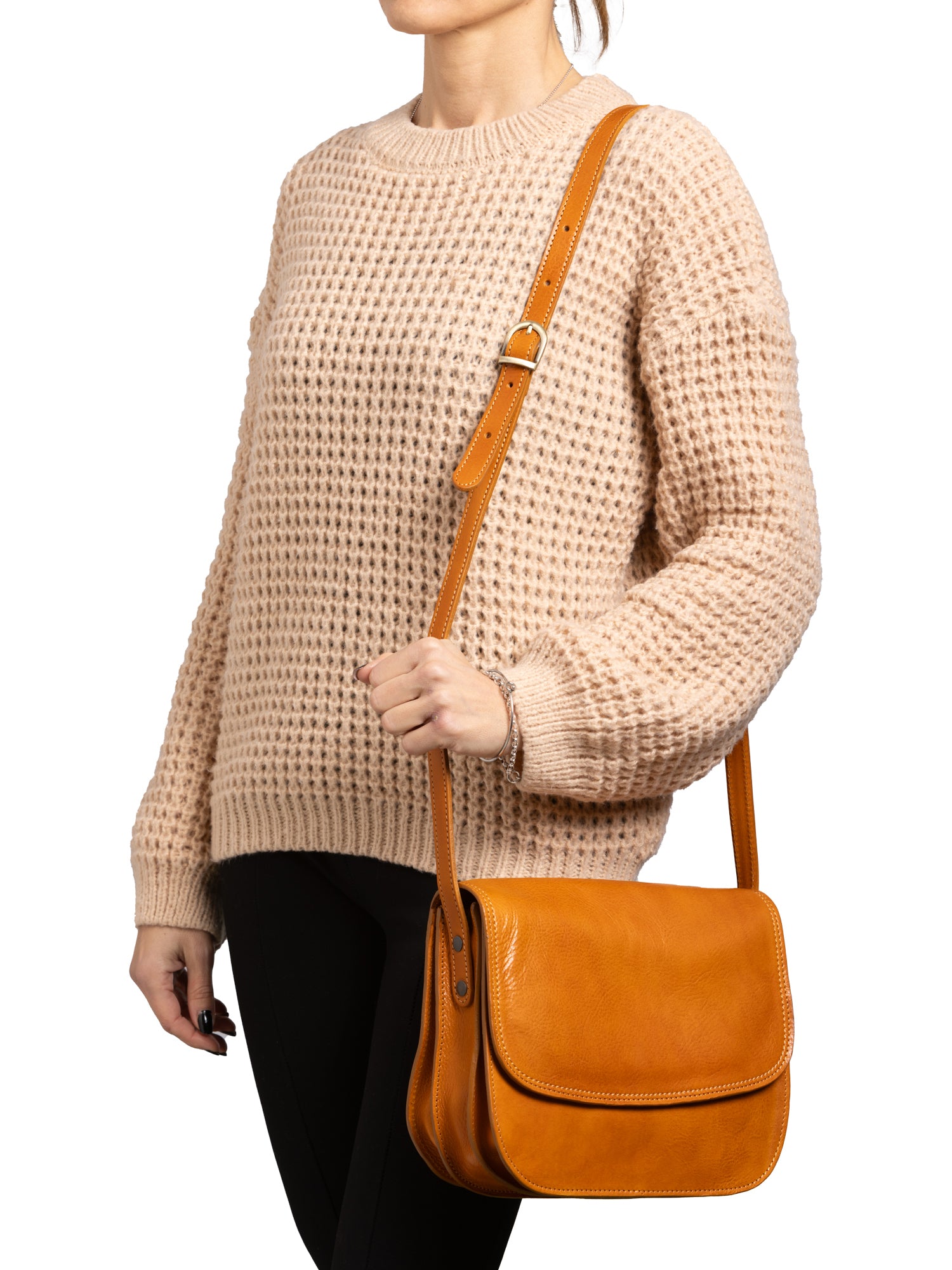 Crossbody bag I Fratelli Women Genuine leather -Rosso Giallo