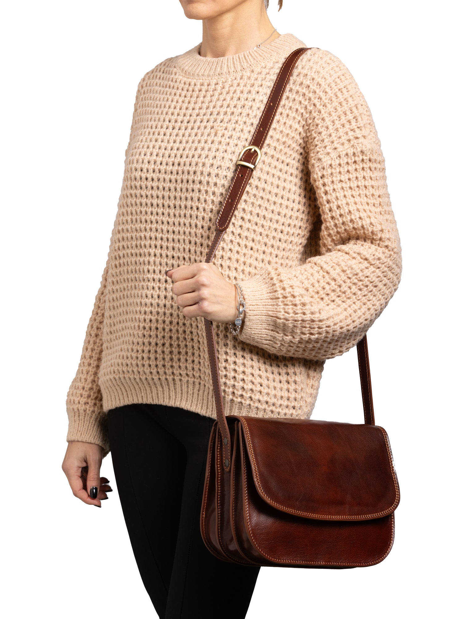 Crossbody bag I Fratelli Women Genuine leather -Rosso Marrone
