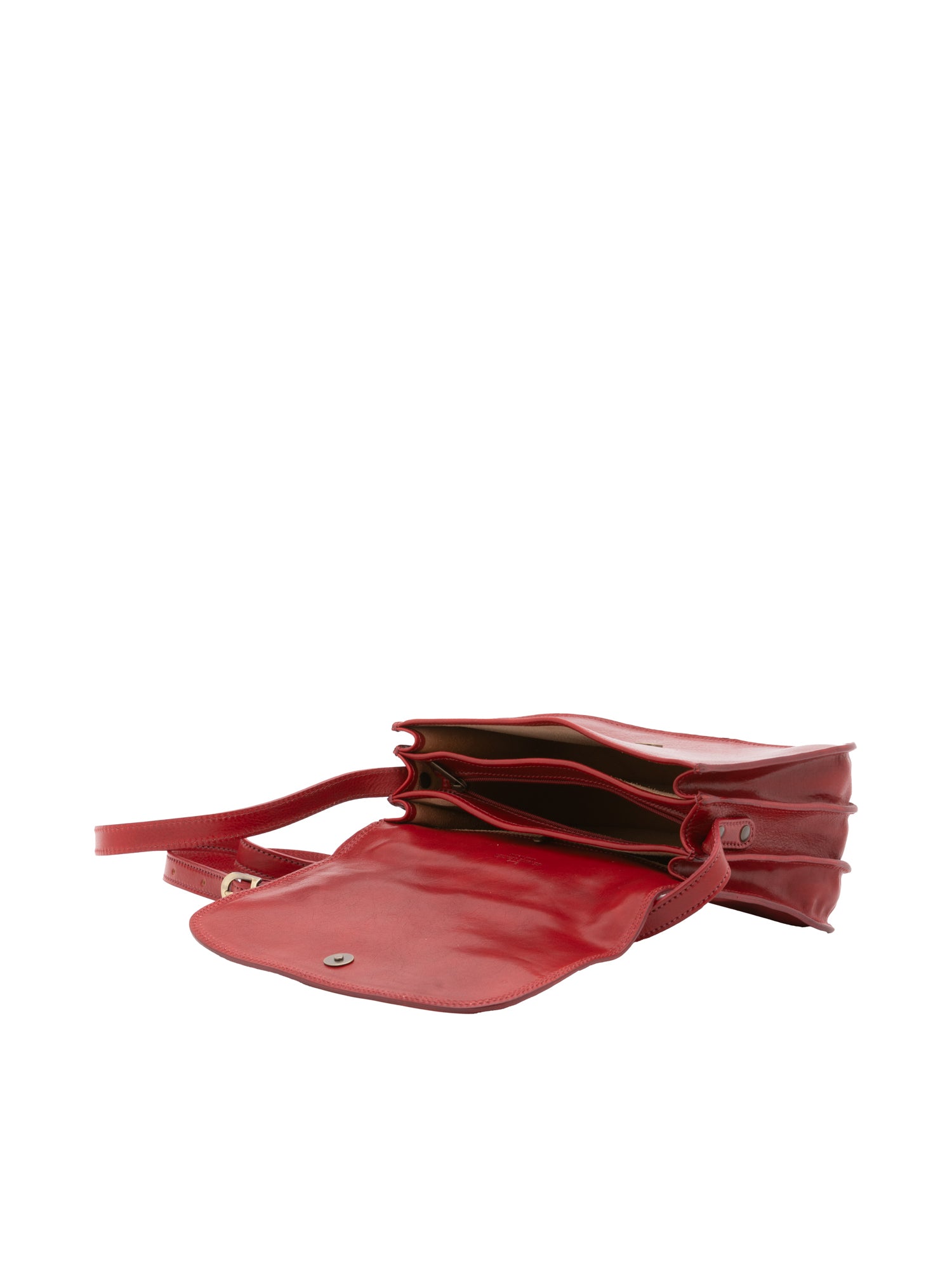 Crossbody bag I Fratelli Women Genuine leather -Rosso Rosso