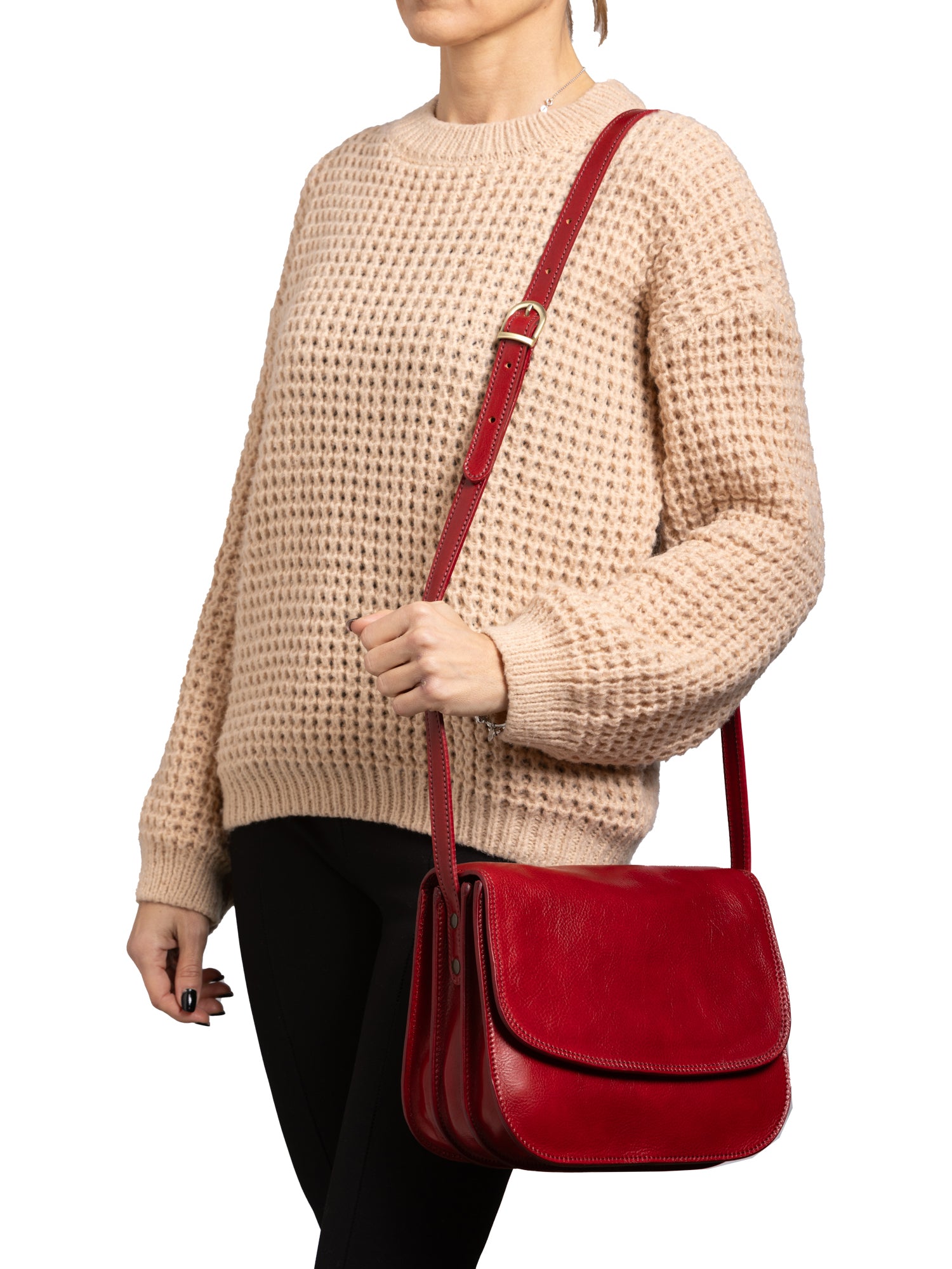 Crossbody bag I Fratelli Women Genuine leather -Rosso Rosso