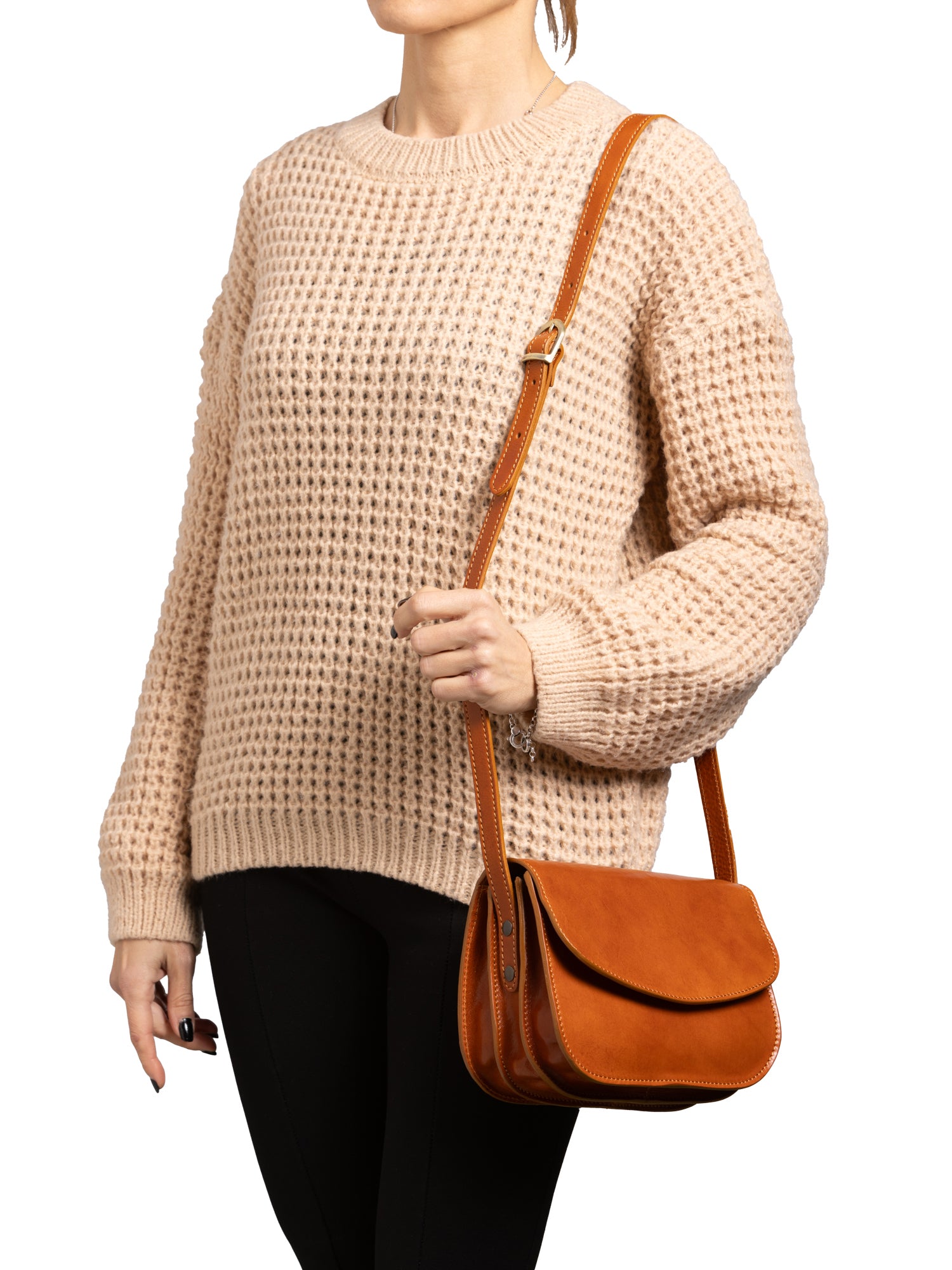 Crossbody bag I Fratelli Women Genuine leather -Rosso Cognac