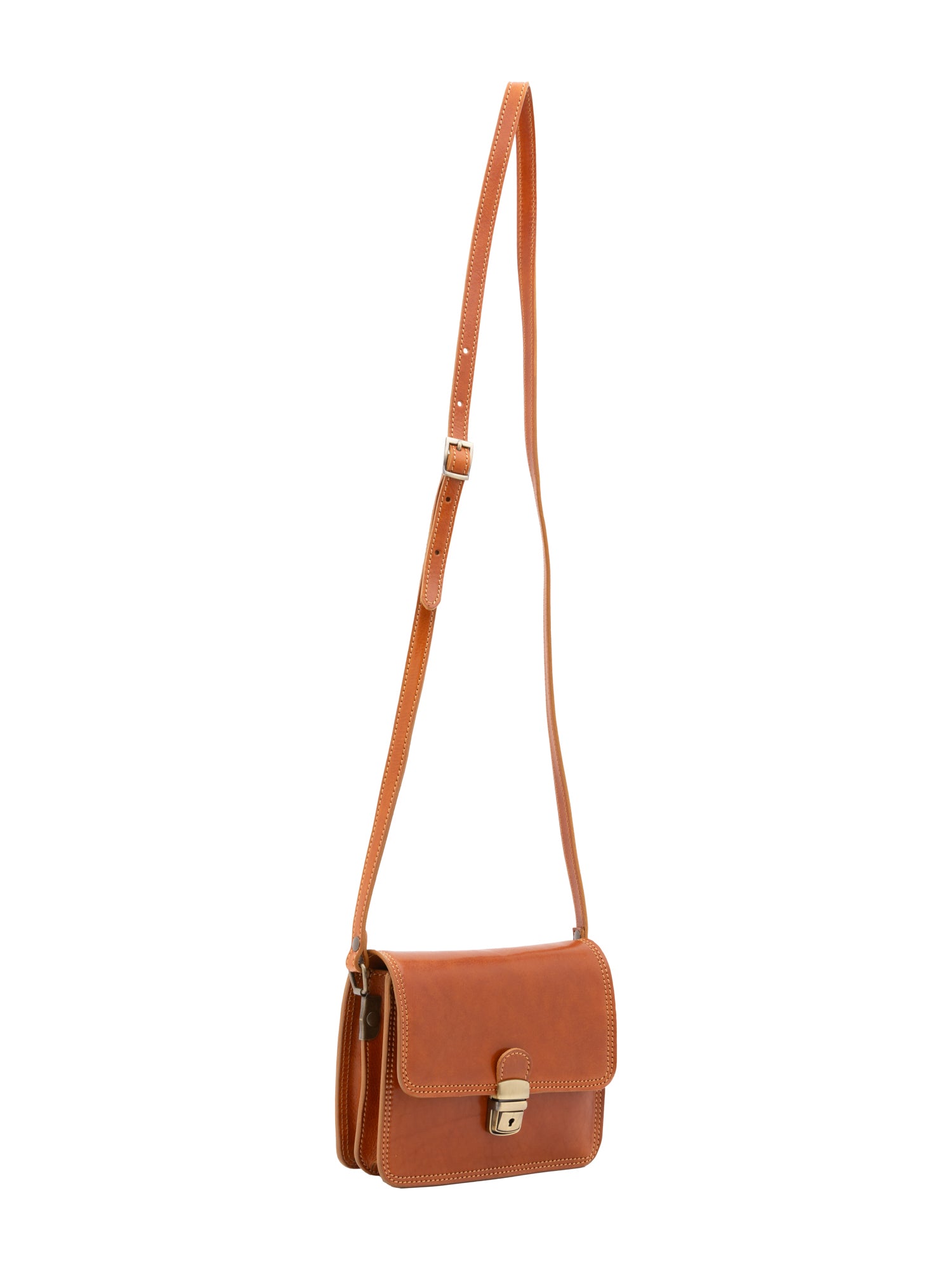Crossbody bag I Fratelli Women Genuine leather -Rosso Cognac