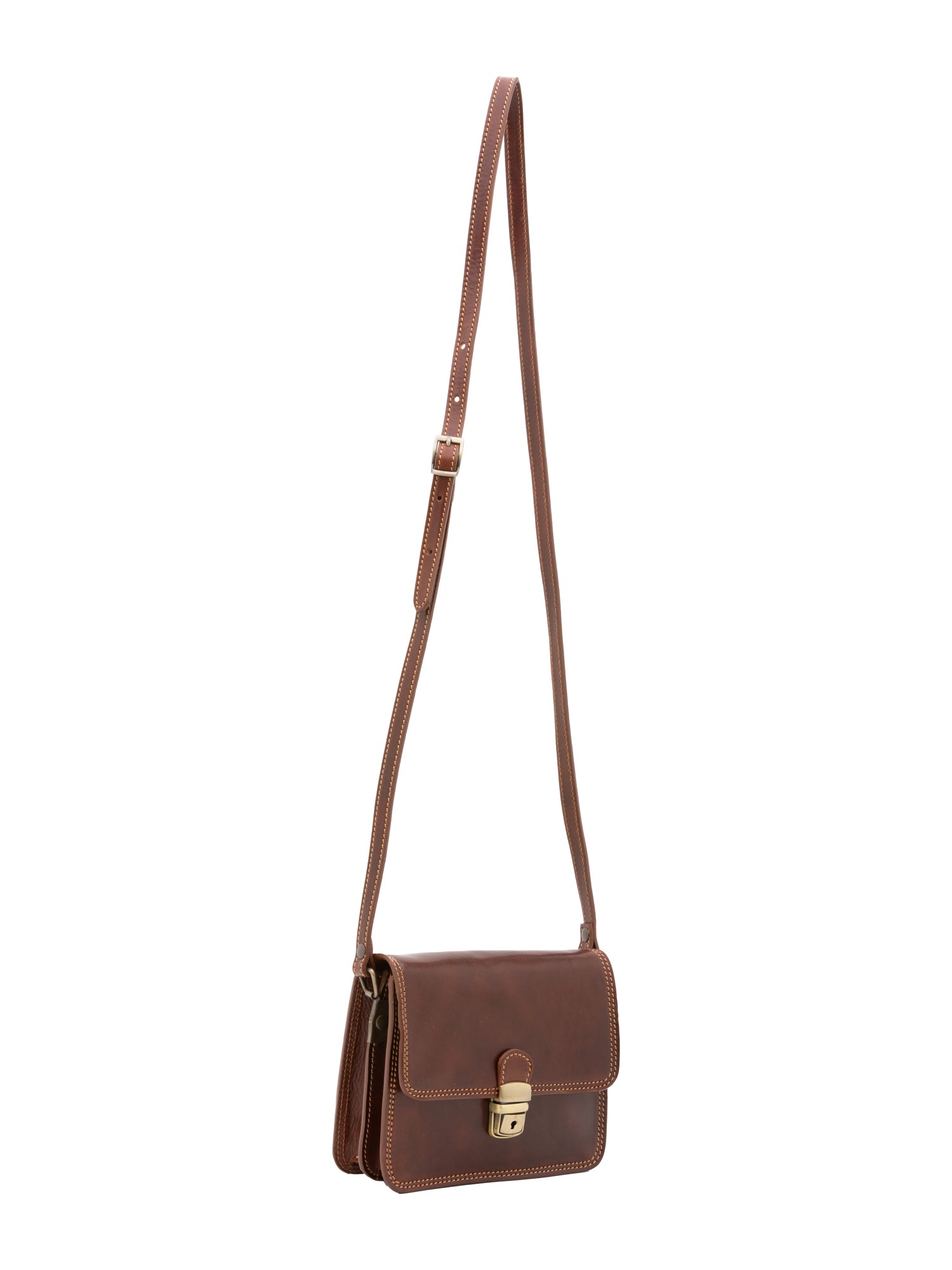 Crossbody bag I Fratelli Women Genuine leather -Rosso Marrone