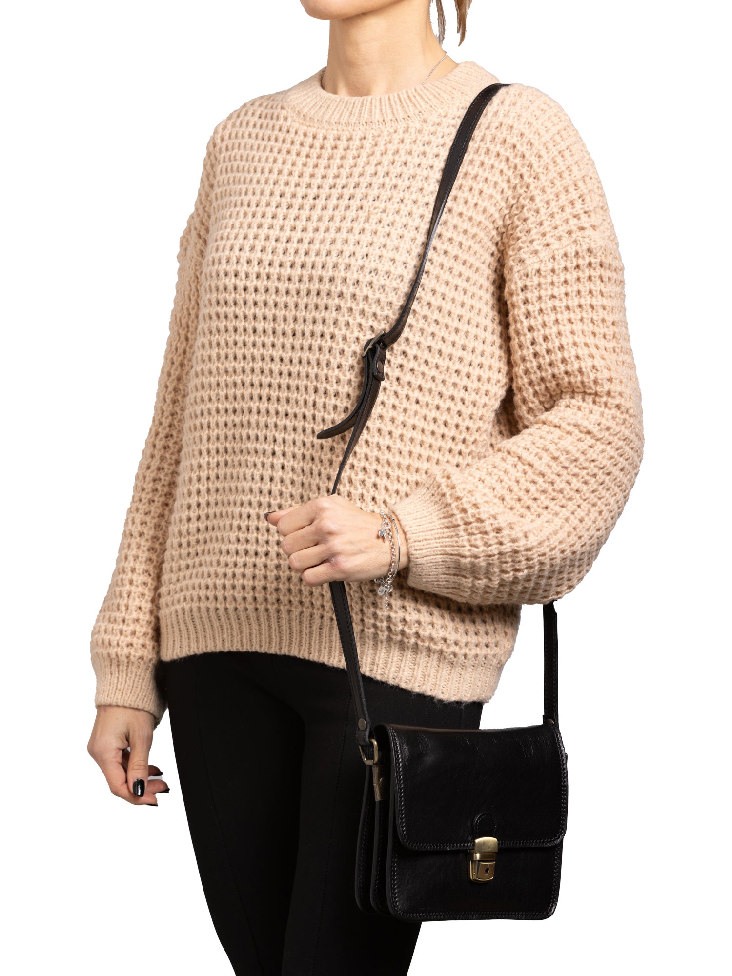 Crossbody bag I Fratelli Women Genuine leather -Rosso Nero