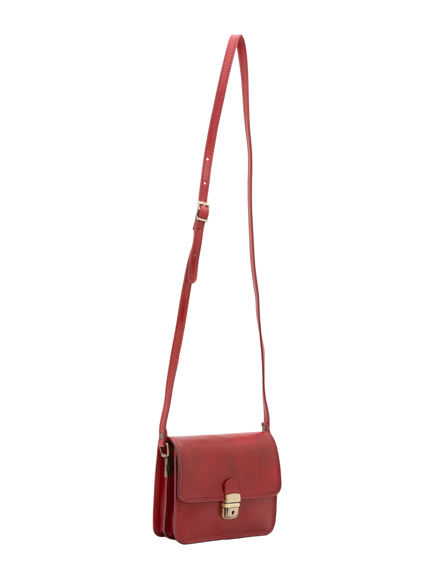 Crossbody bag I Fratelli Women Genuine leather -Rosso Rosso