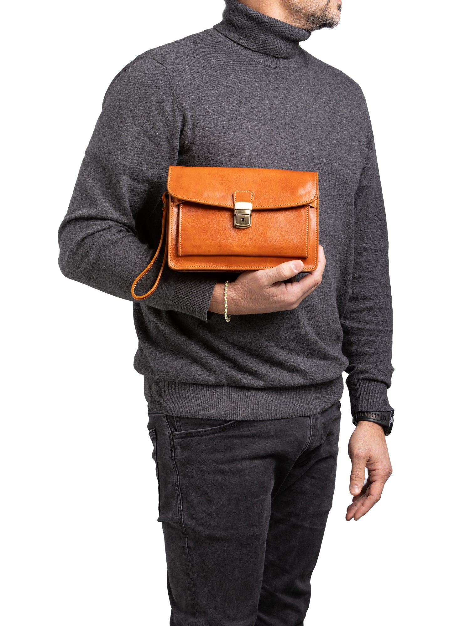 Handbag I Fratelli Men Genuine leather -Marrone Cognac