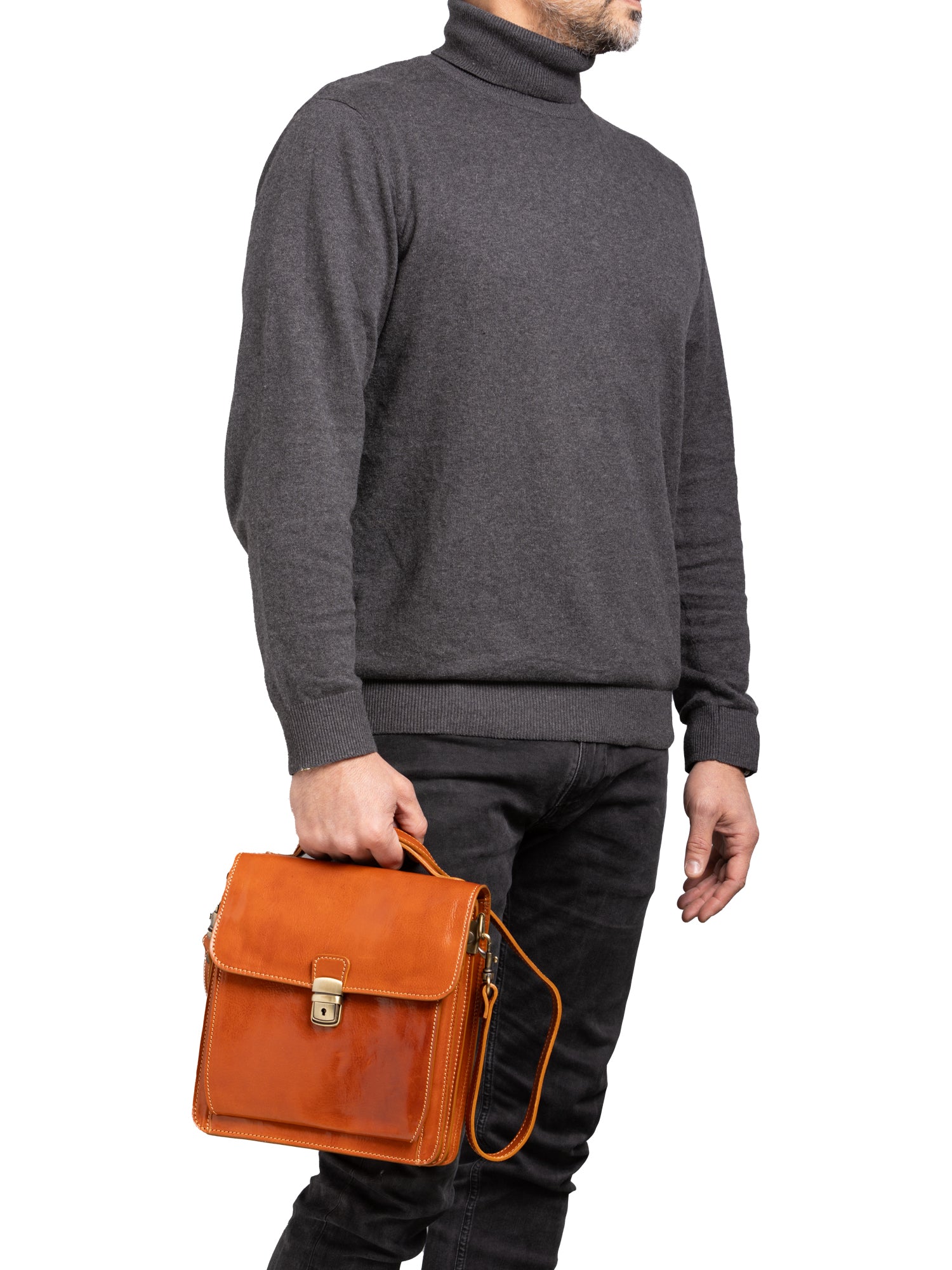 Crossbody bag I Fratelli Men Genuine leather -Tmoro Cognac