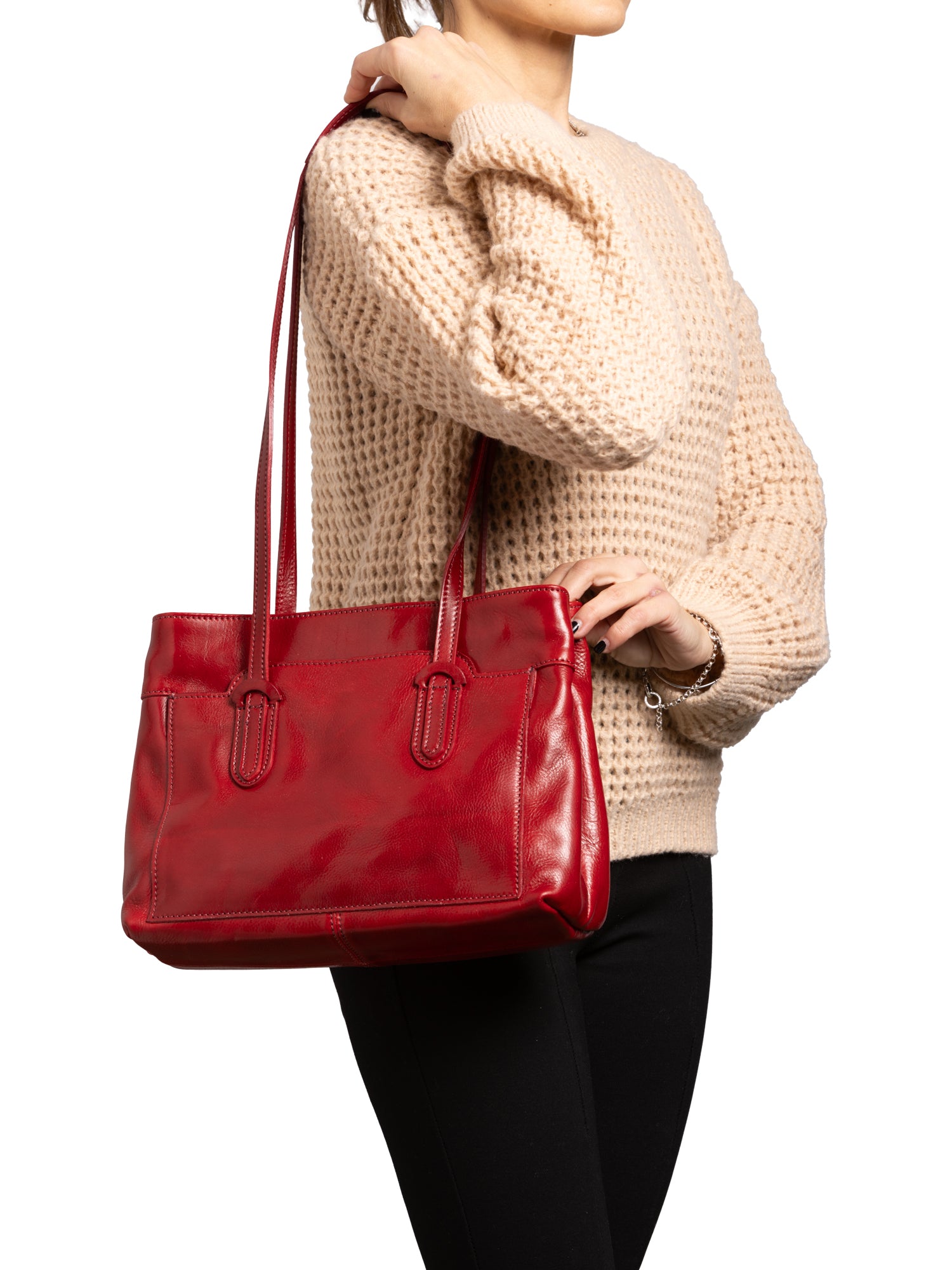 Shoulder Bag I Fratelli Women Genuine leather -Nero Rosso