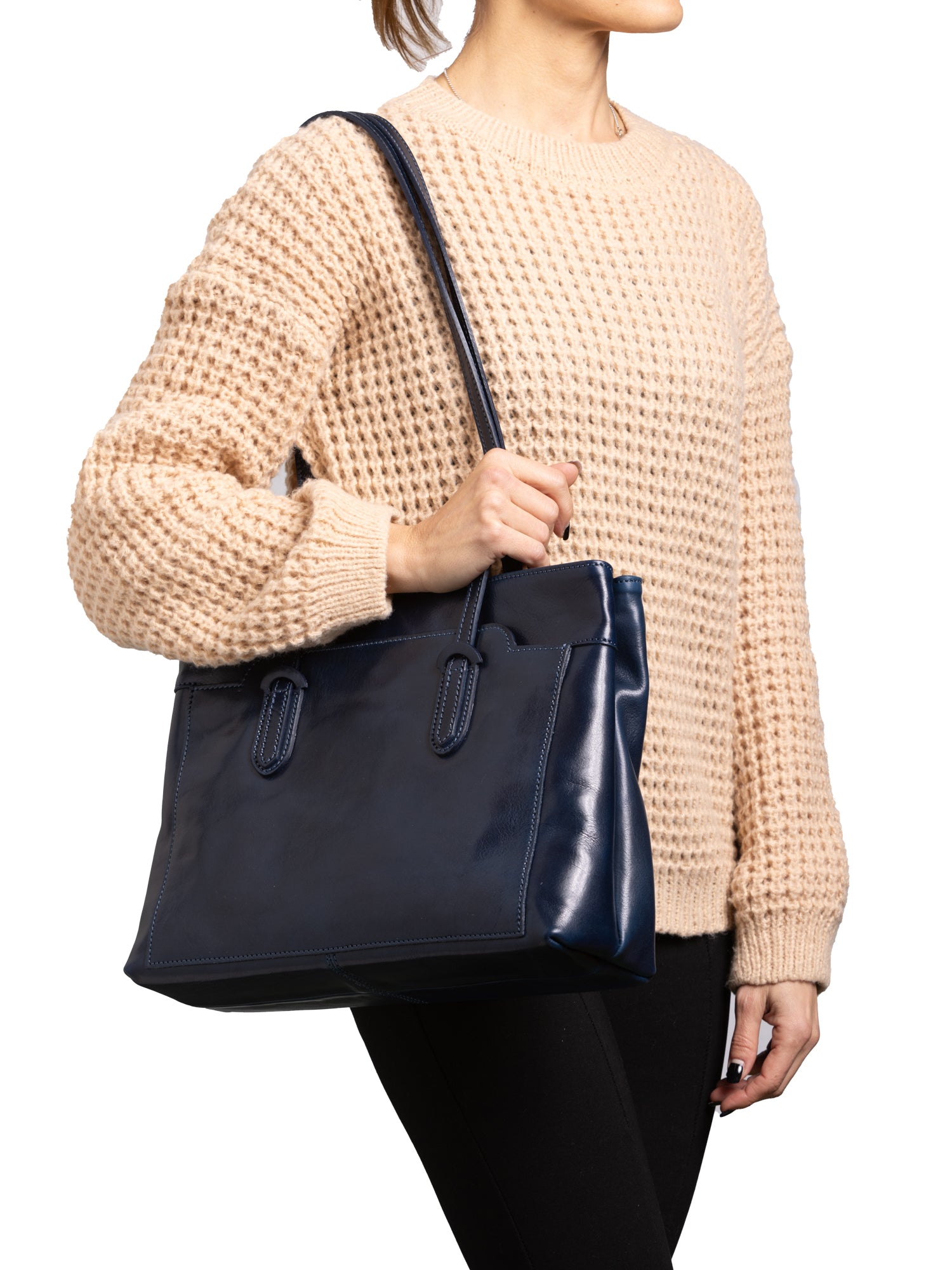 Shoulder Bag I Fratelli Women Genuine leather -Nero Blu