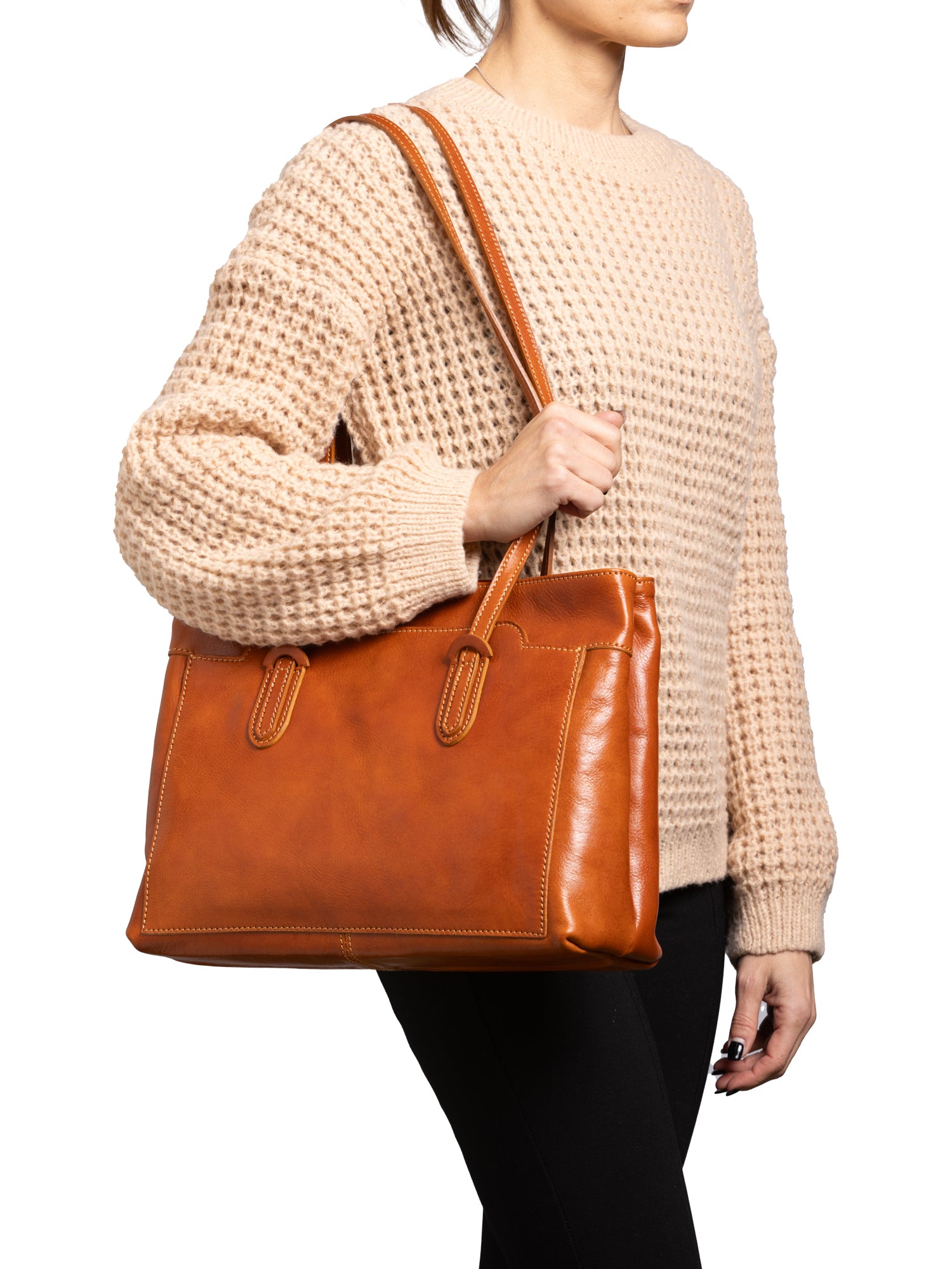 Shoulder Bag I Fratelli Women Genuine leather -Nero Cognac