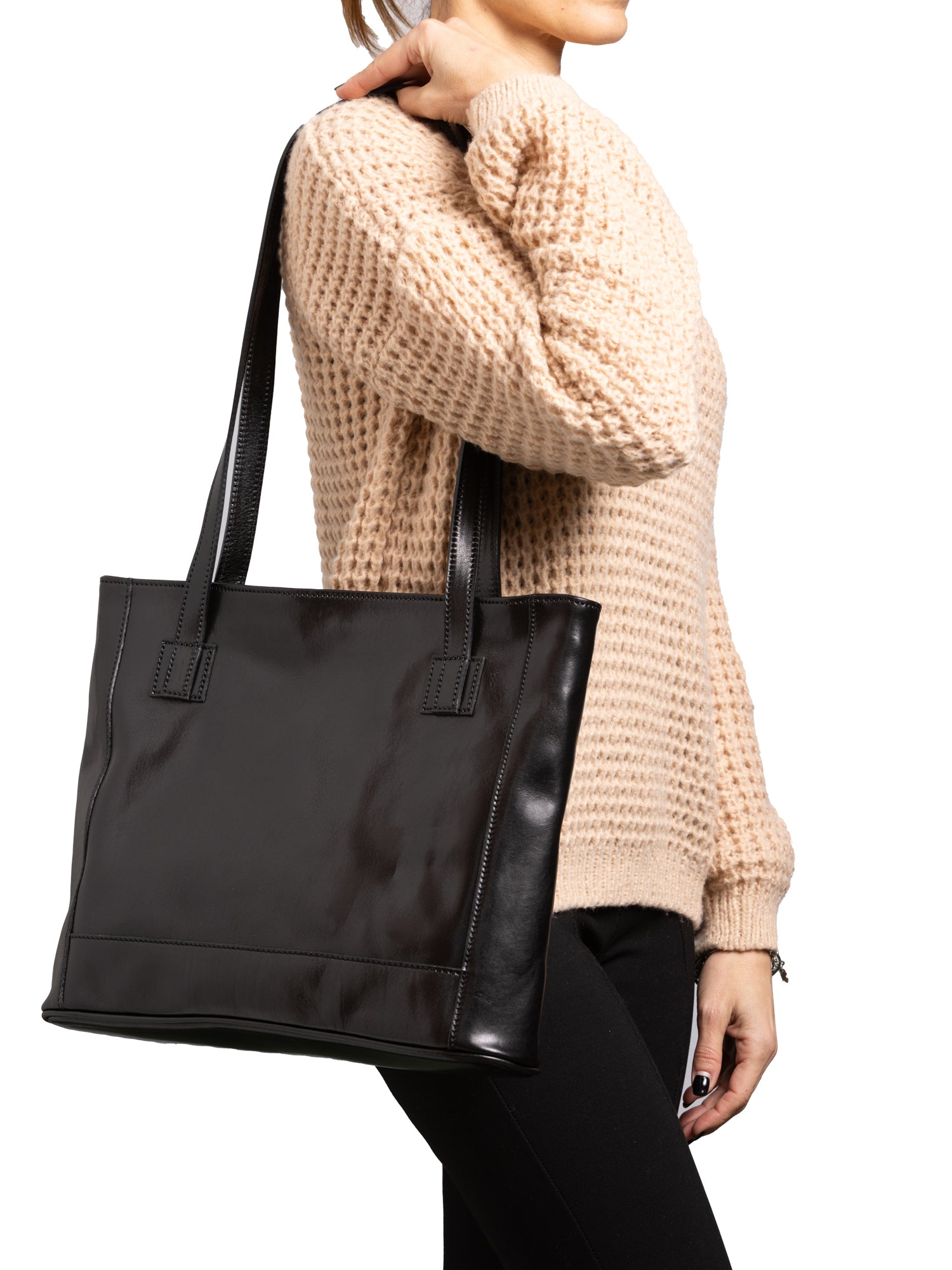 Shoulder Bag I Fratelli Women Genuine leather -Cognac Nero