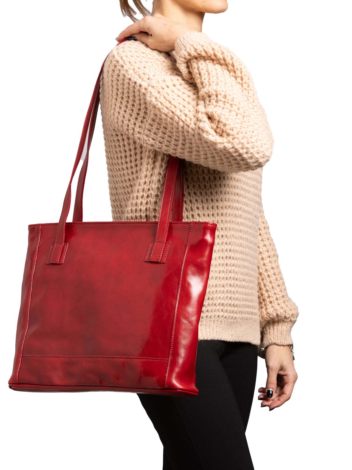 Shoulder Bag I Fratelli Women Genuine leather -Cognac Rosso