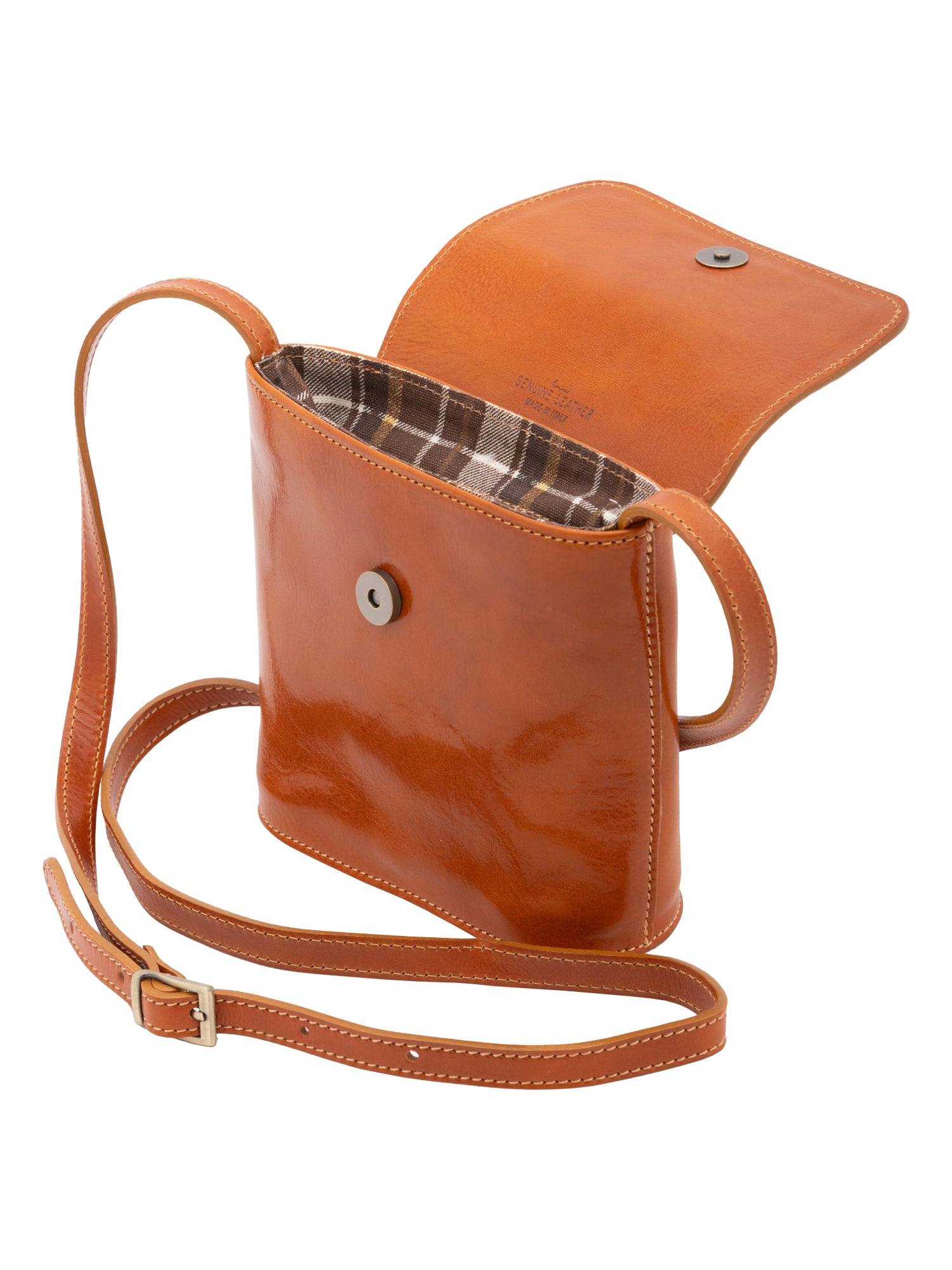Crossbody bag I Fratelli Men Genuine leather -Marrone Cognac