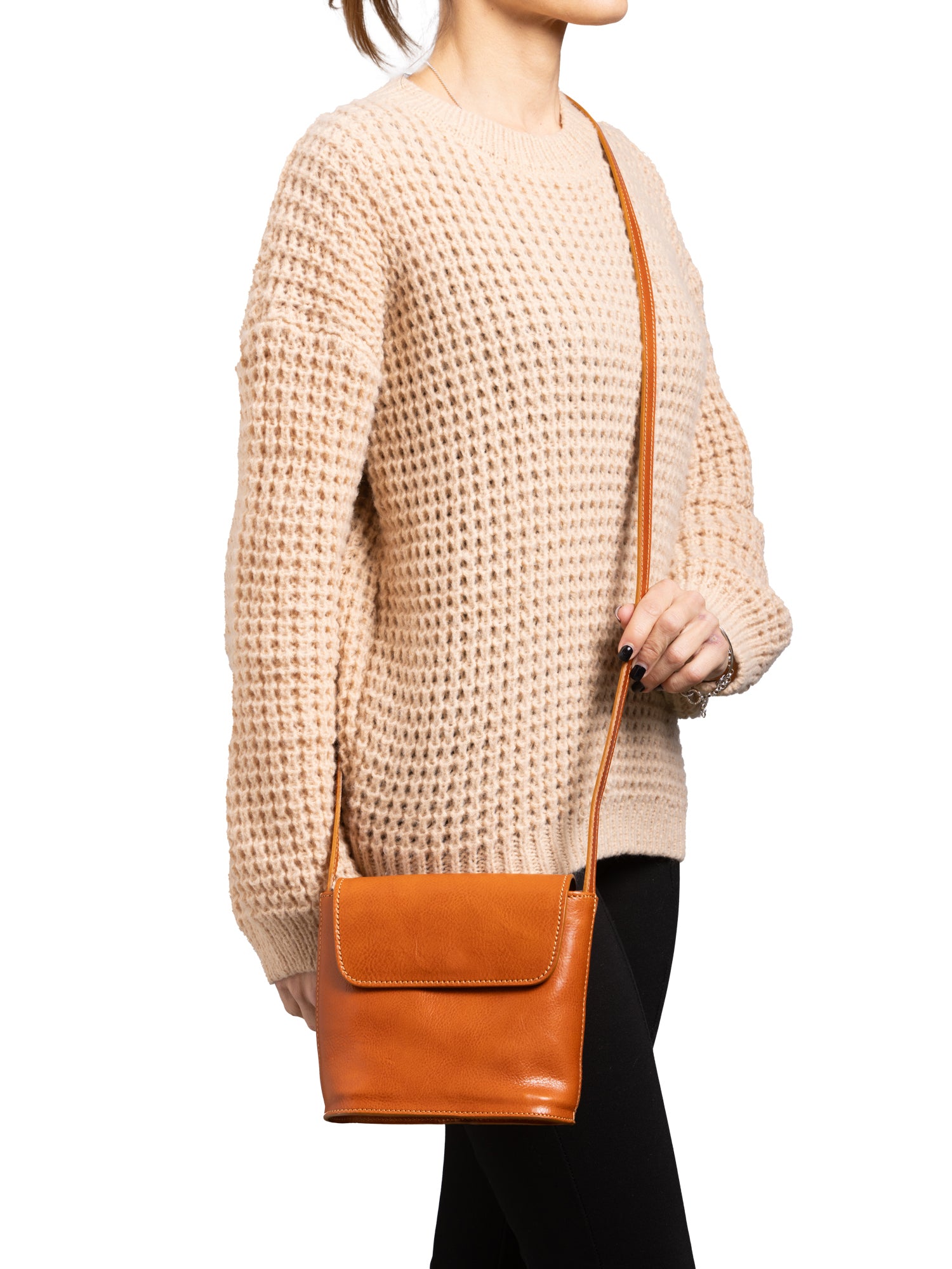 Crossbody bag I Fratelli Men Genuine leather -Marrone Cognac