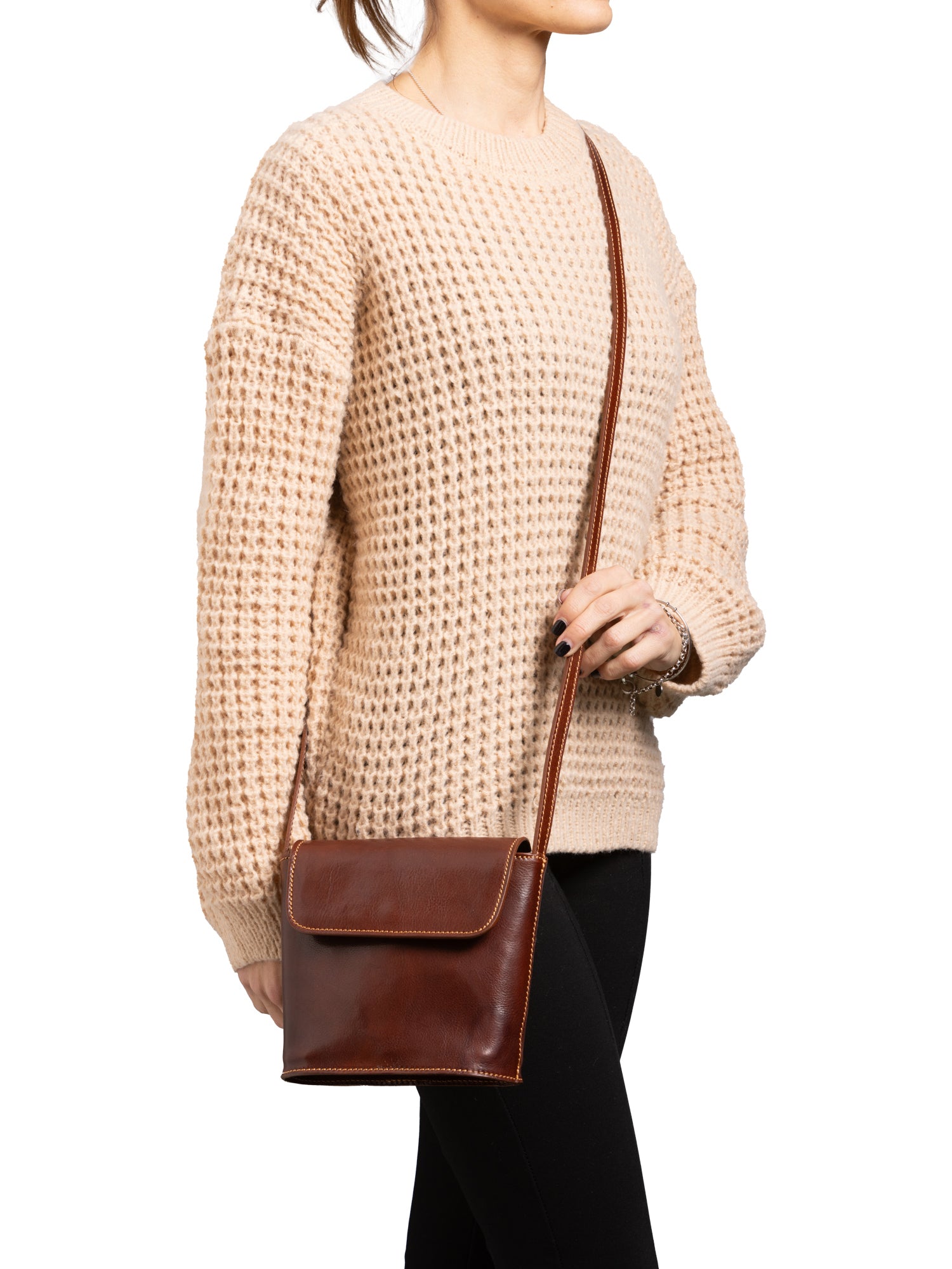 Crossbody bag I Fratelli Men Genuine leather -Marrone Marrone