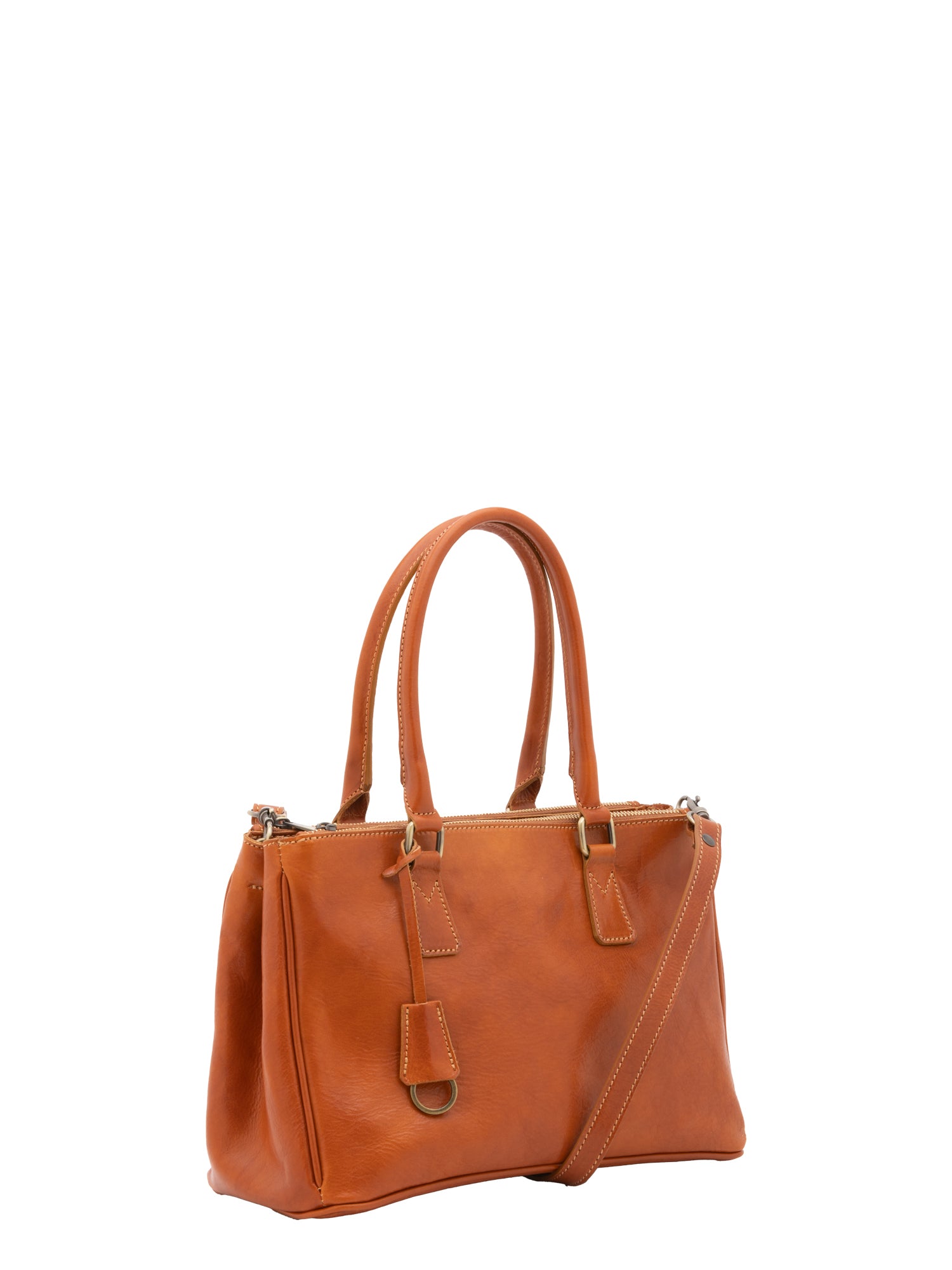 Crossbody bag I Fratelli Women Genuine leather -Marrone Cognac