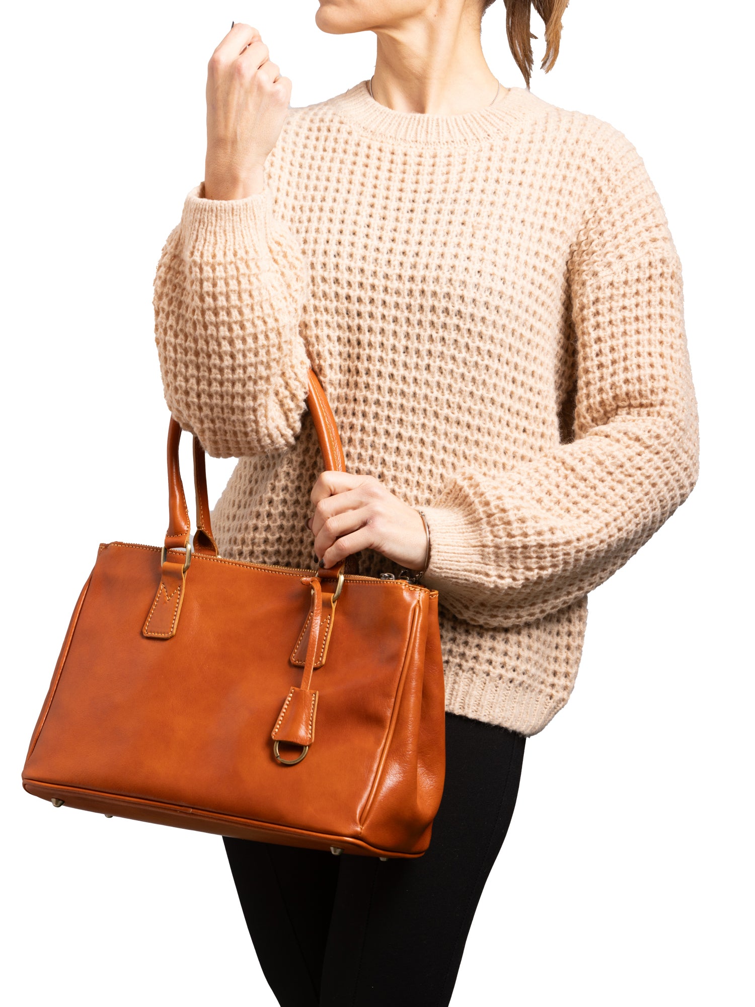 Crossbody bag I Fratelli Women Genuine leather -Marrone Cognac