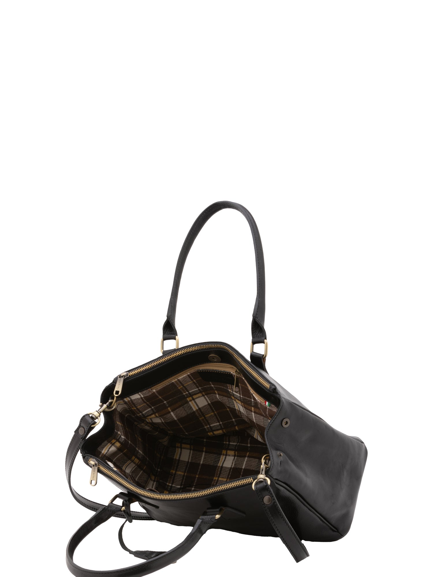 Crossbody bag I Fratelli Women Genuine leather -Marrone Nero