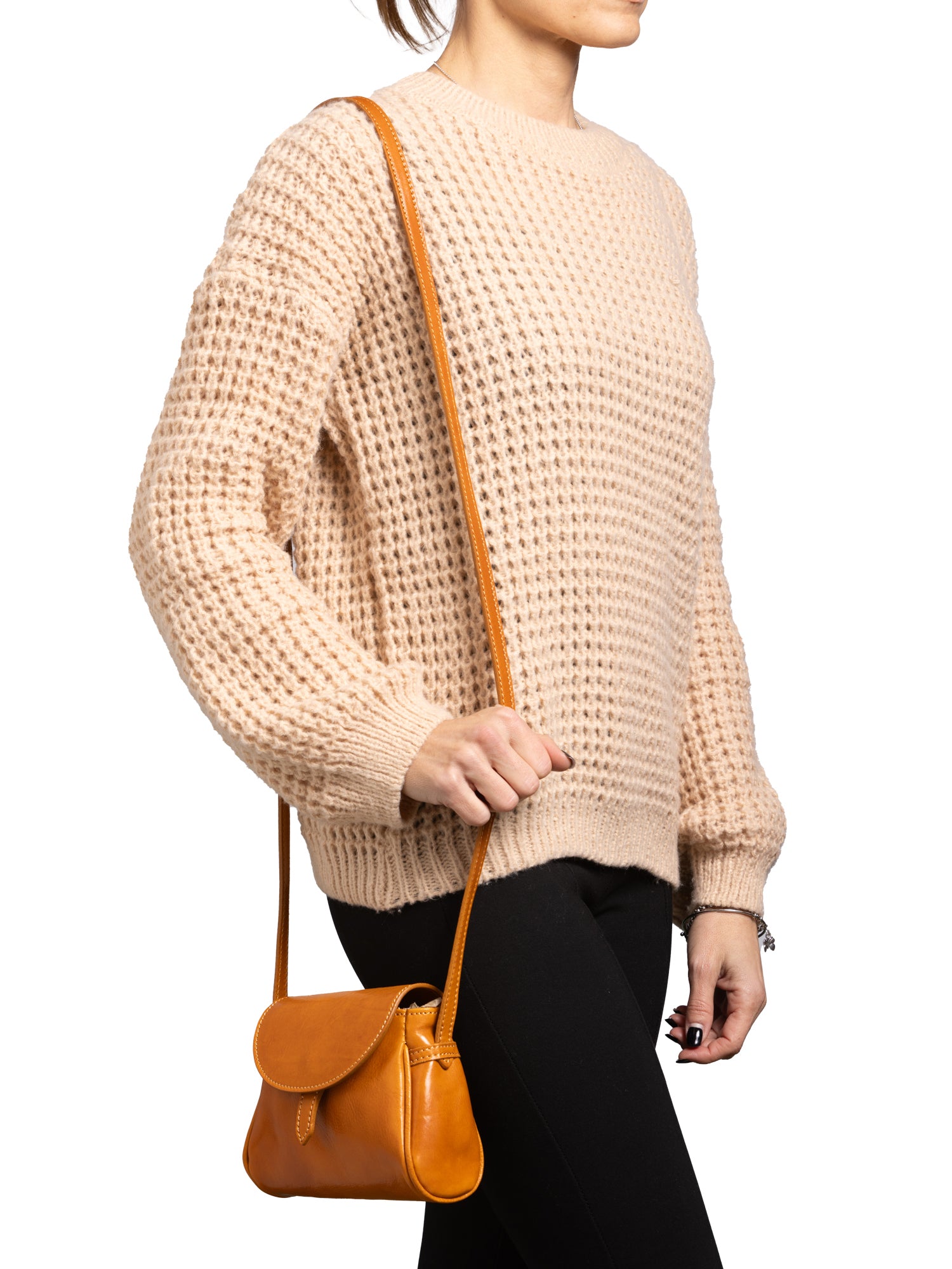 Crossbody bag I Fratelli Women Genuine leather -Cognac Senape
