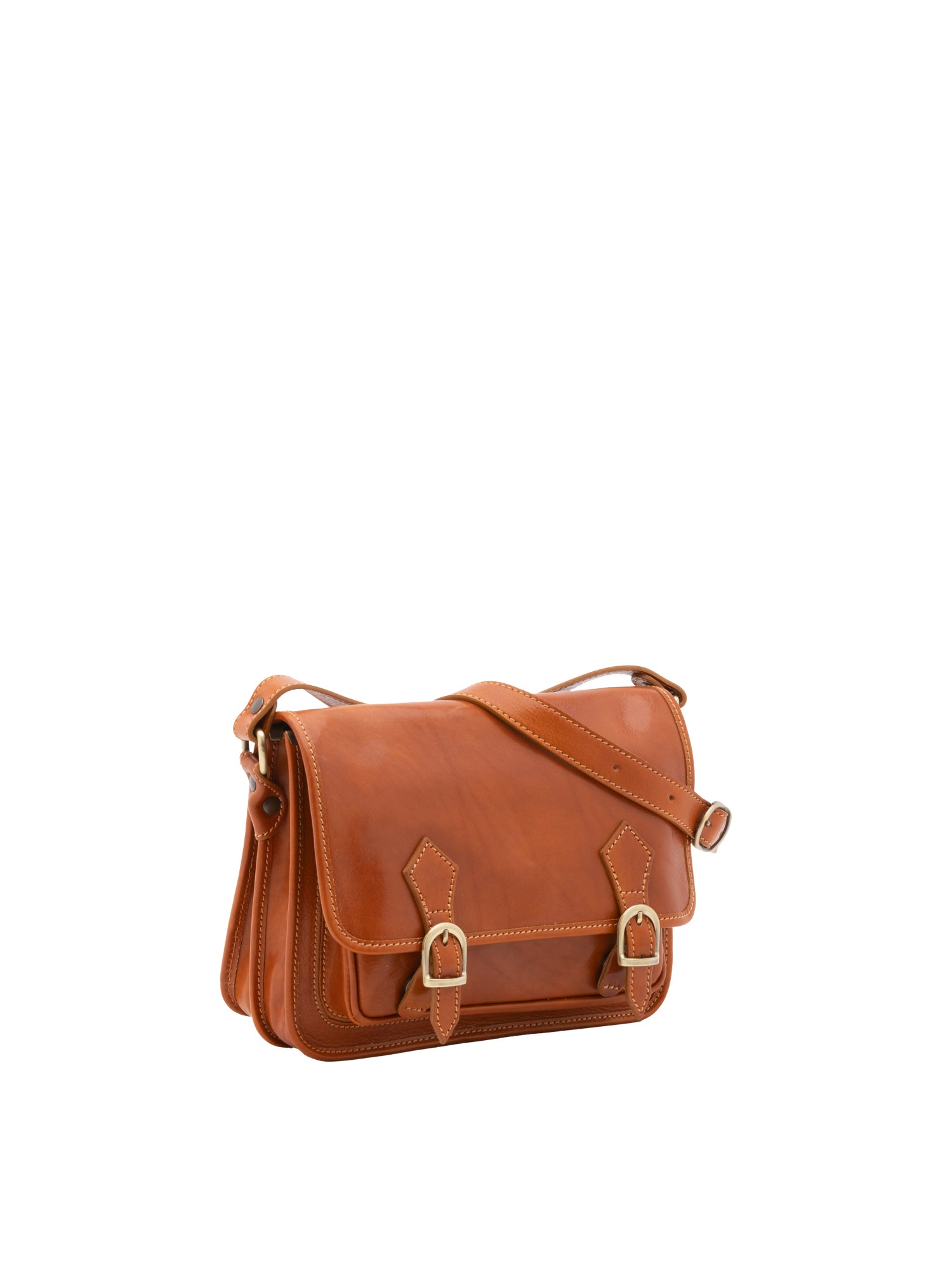 Crossbody bag I Fratelli Women Genuine leather -Blu Cognac