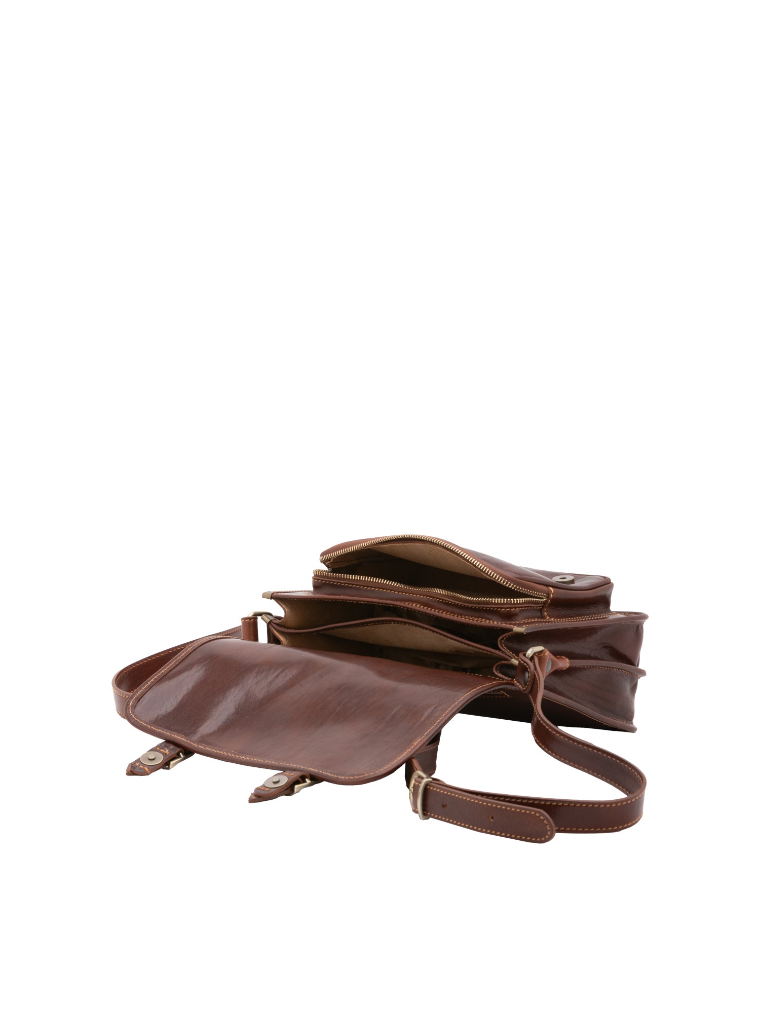 Crossbody bag I Fratelli Women Genuine leather -Blu Marrone
