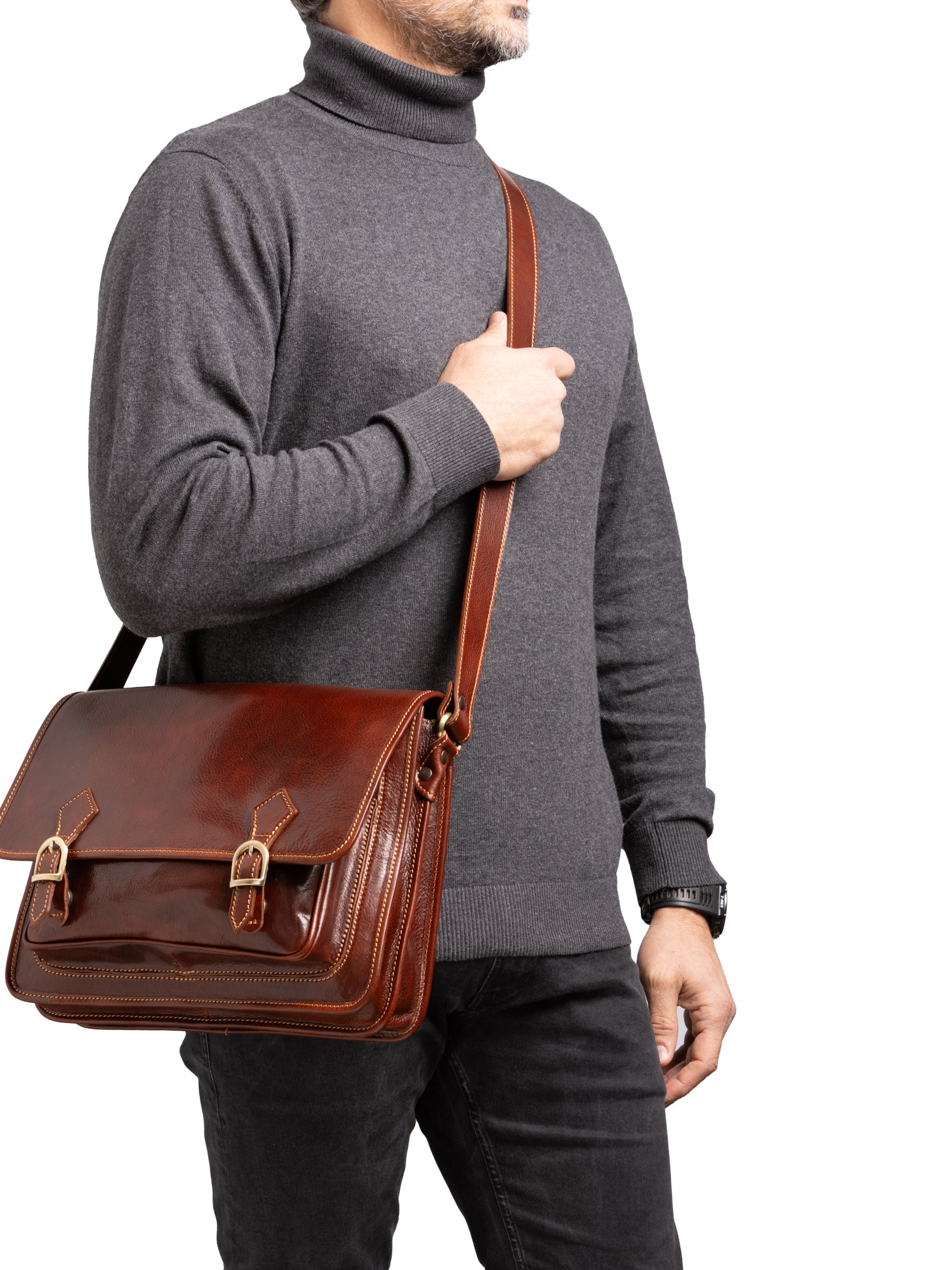 Crossbody bag I Fratelli Women Genuine leather -Tmoro Marrone