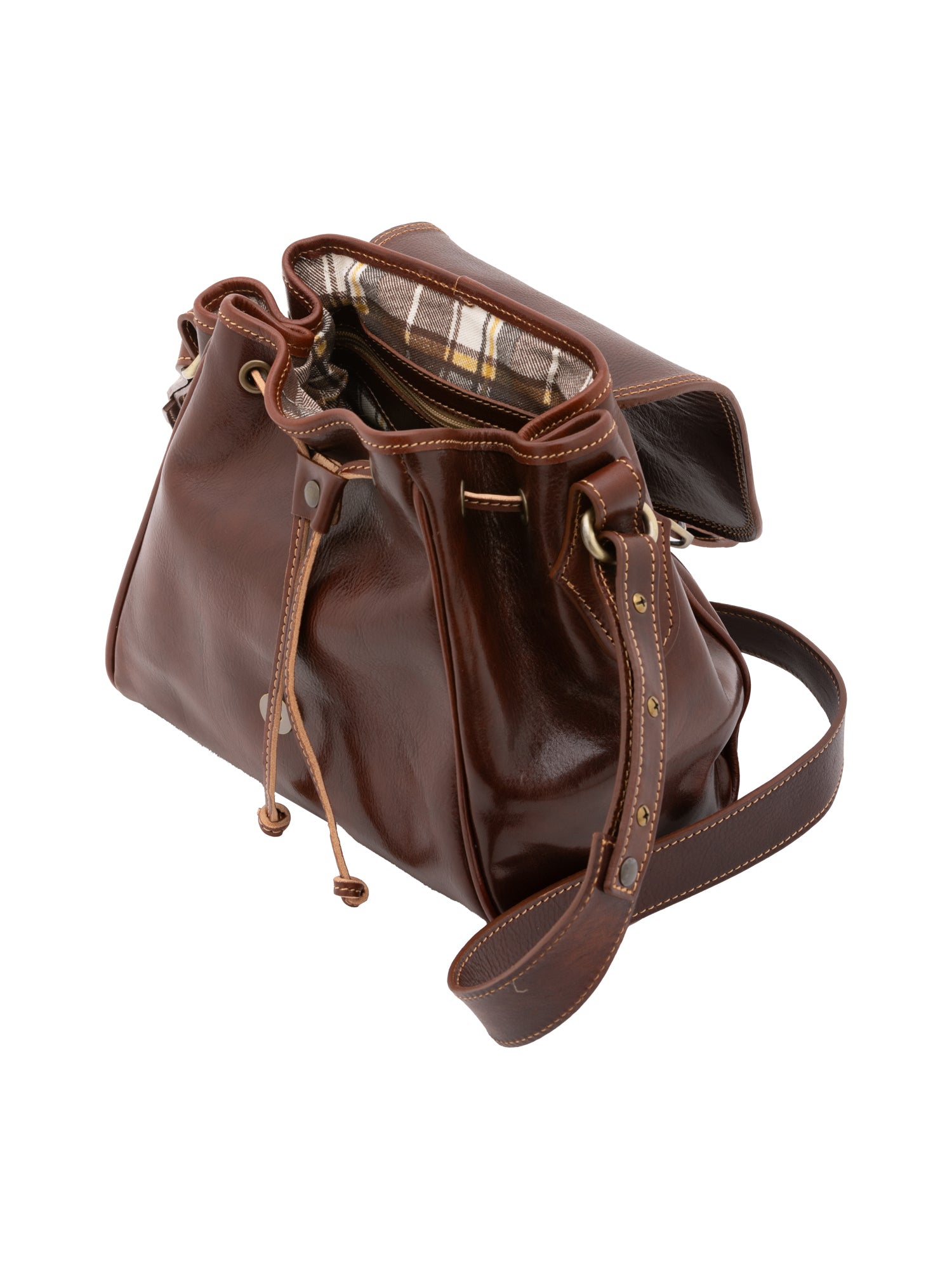 Bucket bag I Fratelli Women Genuine leather -Senape Marrone
