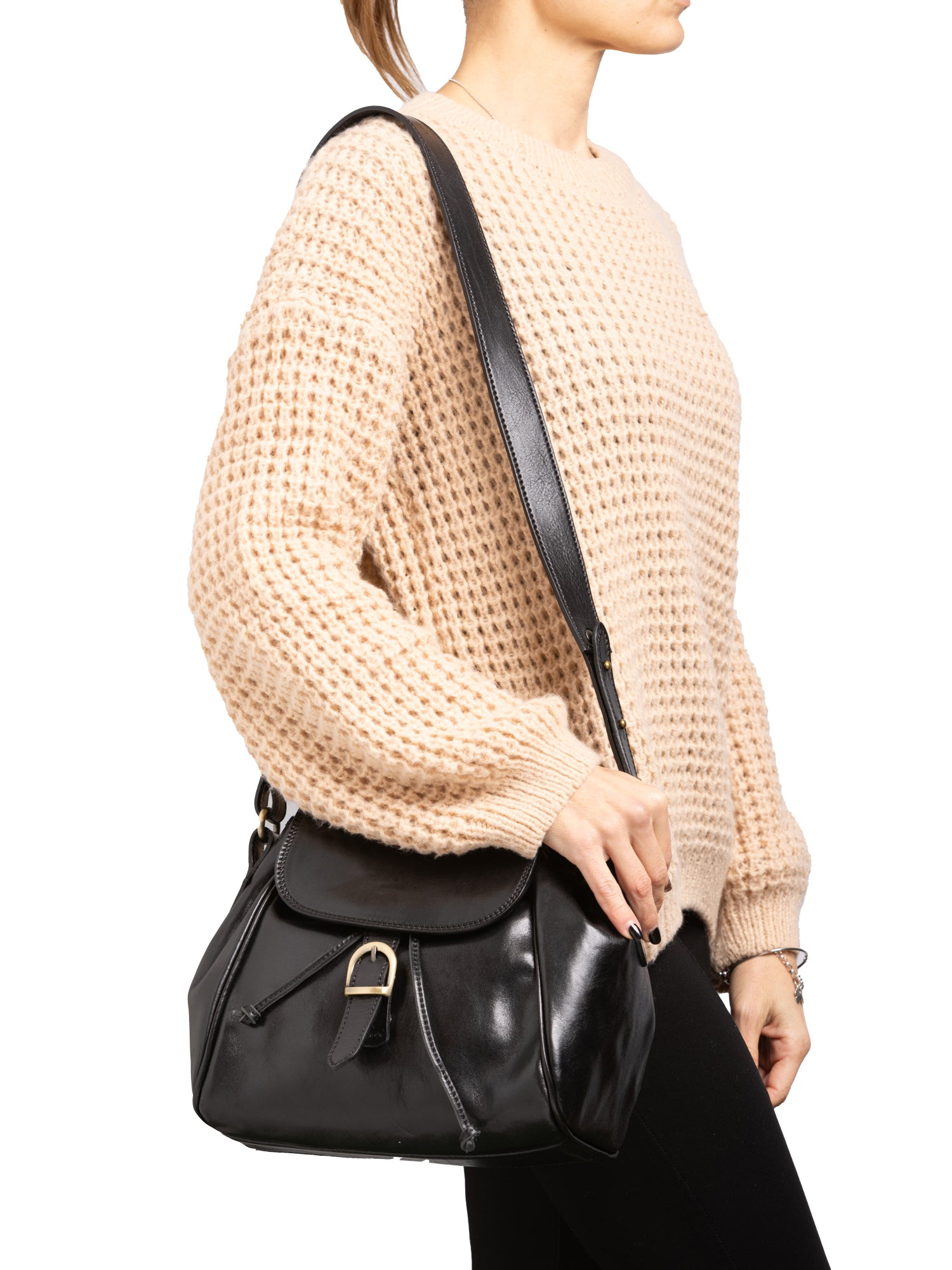 Bucket bag I Fratelli Women Genuine leather -Senape Nero