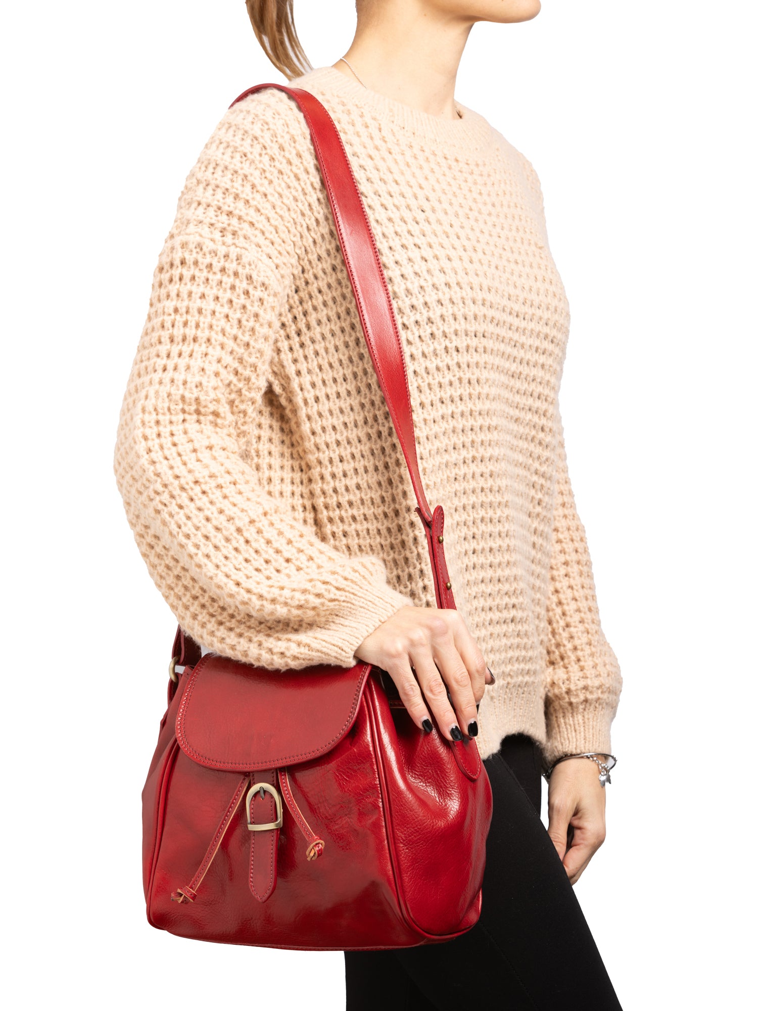 Bucket bag I Fratelli Women Genuine leather -Senape Rosso