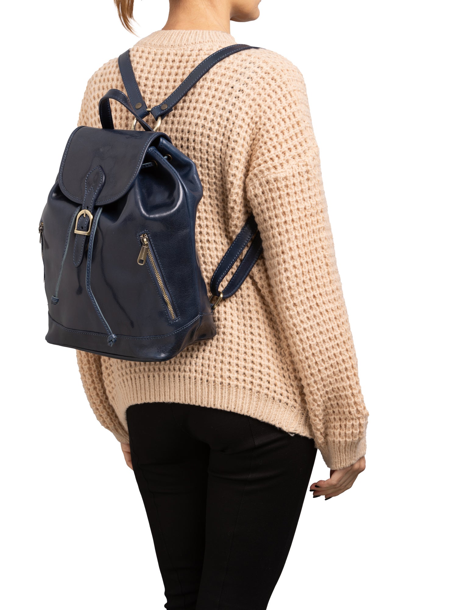 Shoulder Bag I Fratelli Women Genuine leather -Nero Blu