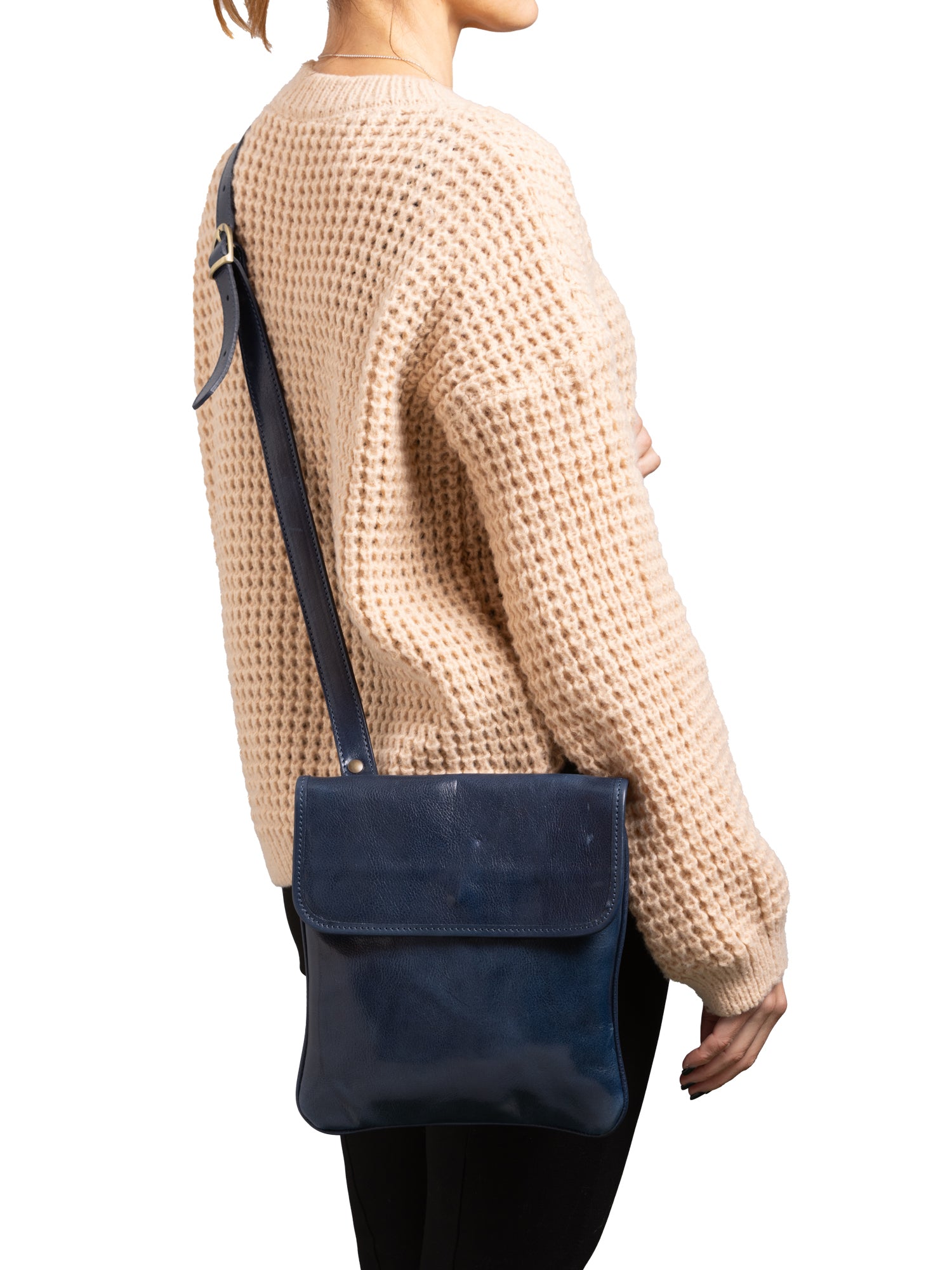 Crossbody bag I Fratelli Men Genuine leather -Nero Blu