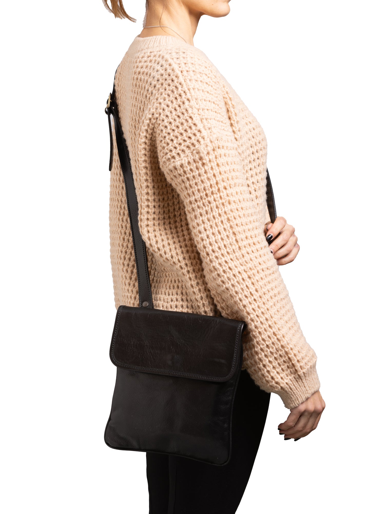 Crossbody bag I Fratelli Men Genuine leather -Nero Nero