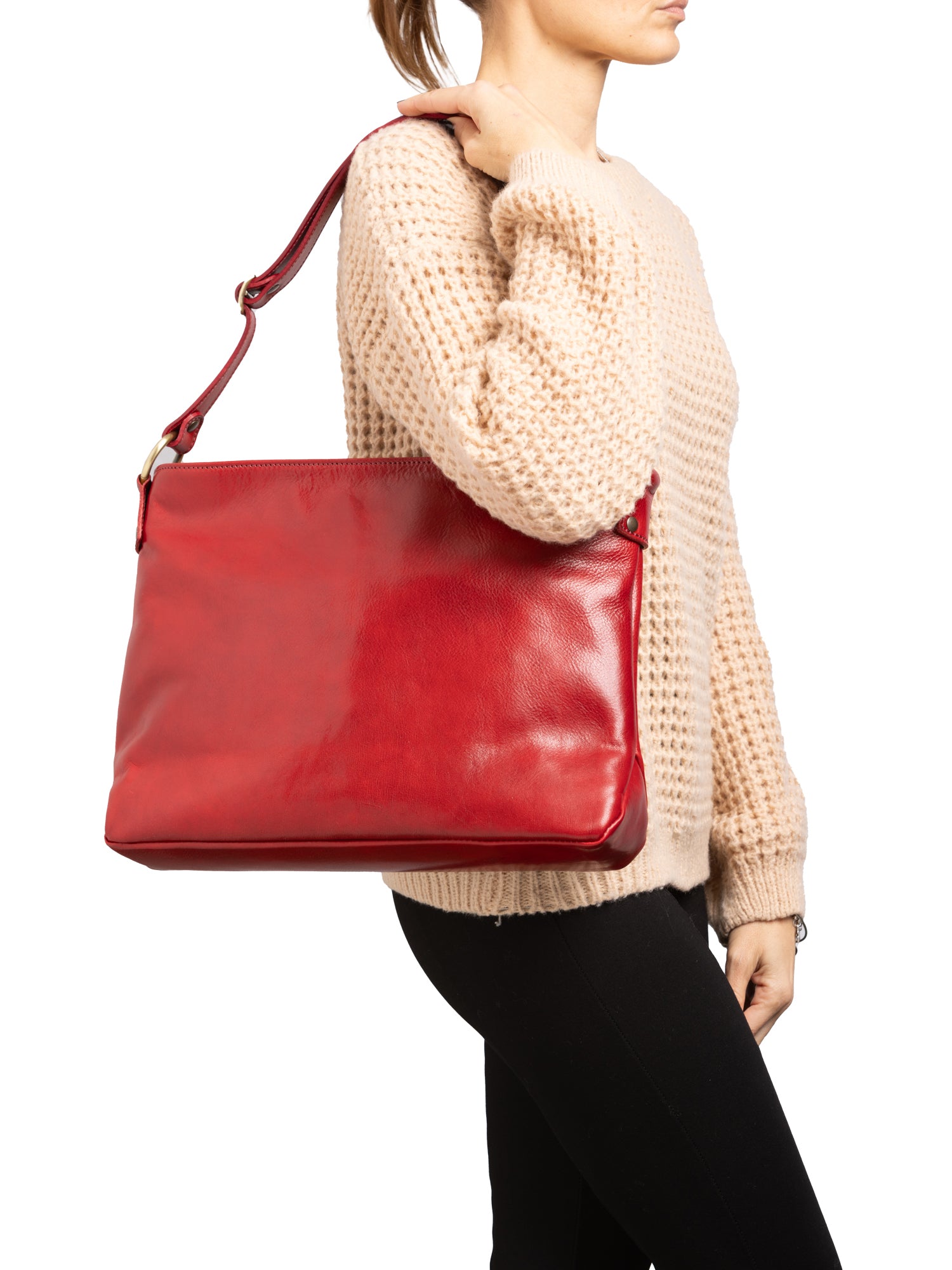Shoulder Bag I Fratelli Women Genuine leather -Cognac Rosso
