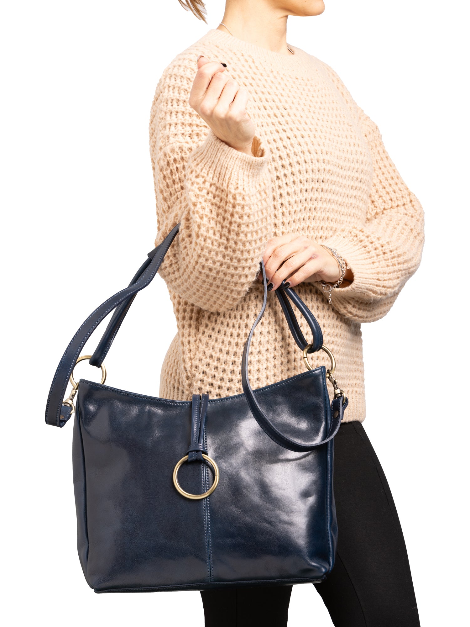 Shoulder Bag I Fratelli Women Genuine leather -Cognac Blu