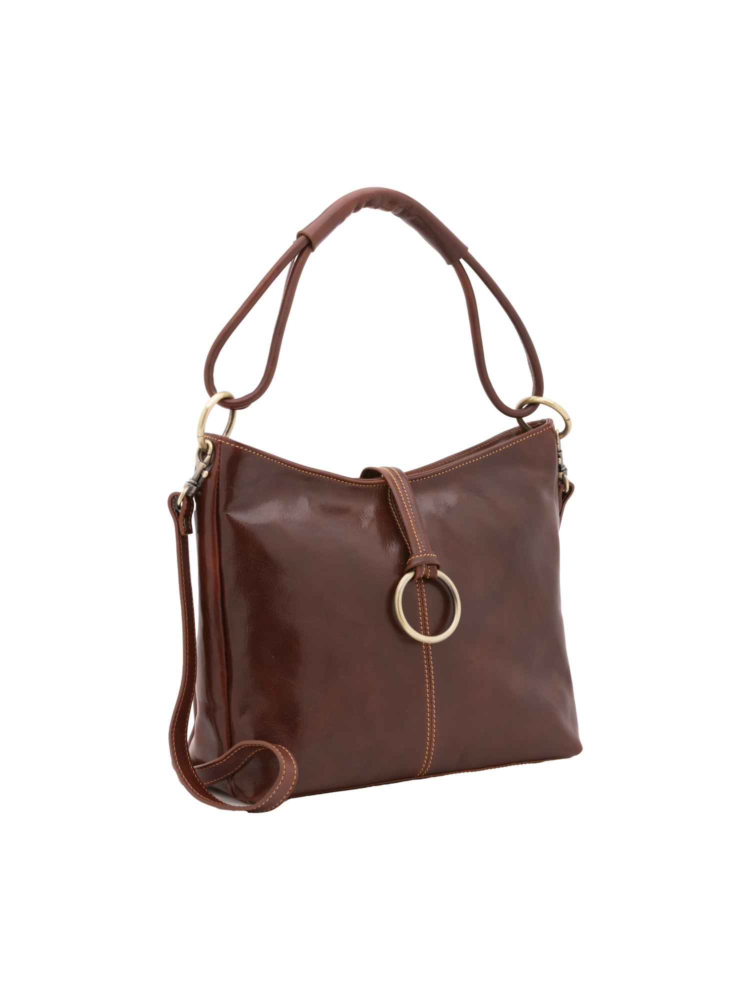 Shoulder Bag I Fratelli Women Genuine leather -Cognac Marrone