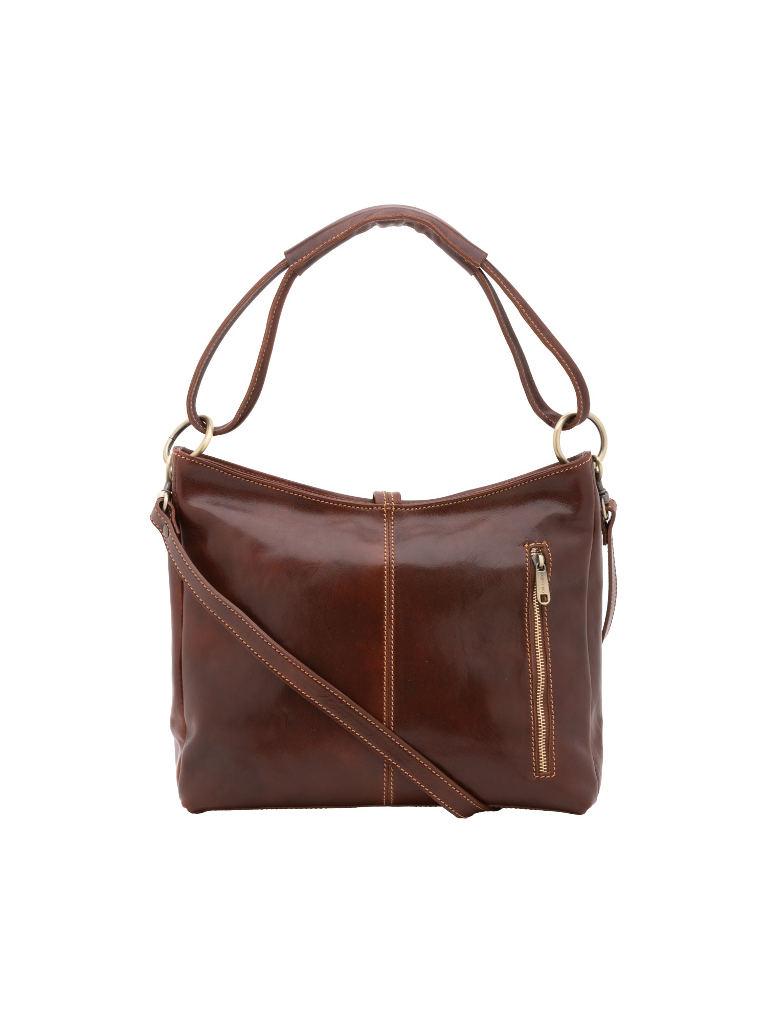 Shoulder Bag I Fratelli Women Genuine leather -Cognac Marrone