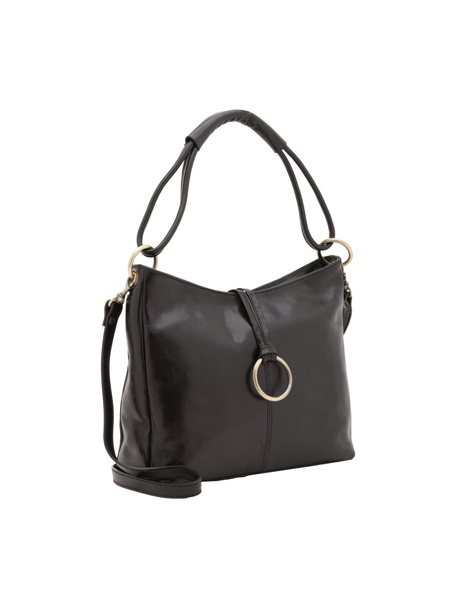 Shoulder Bag I Fratelli Women Genuine leather -Cognac Nero