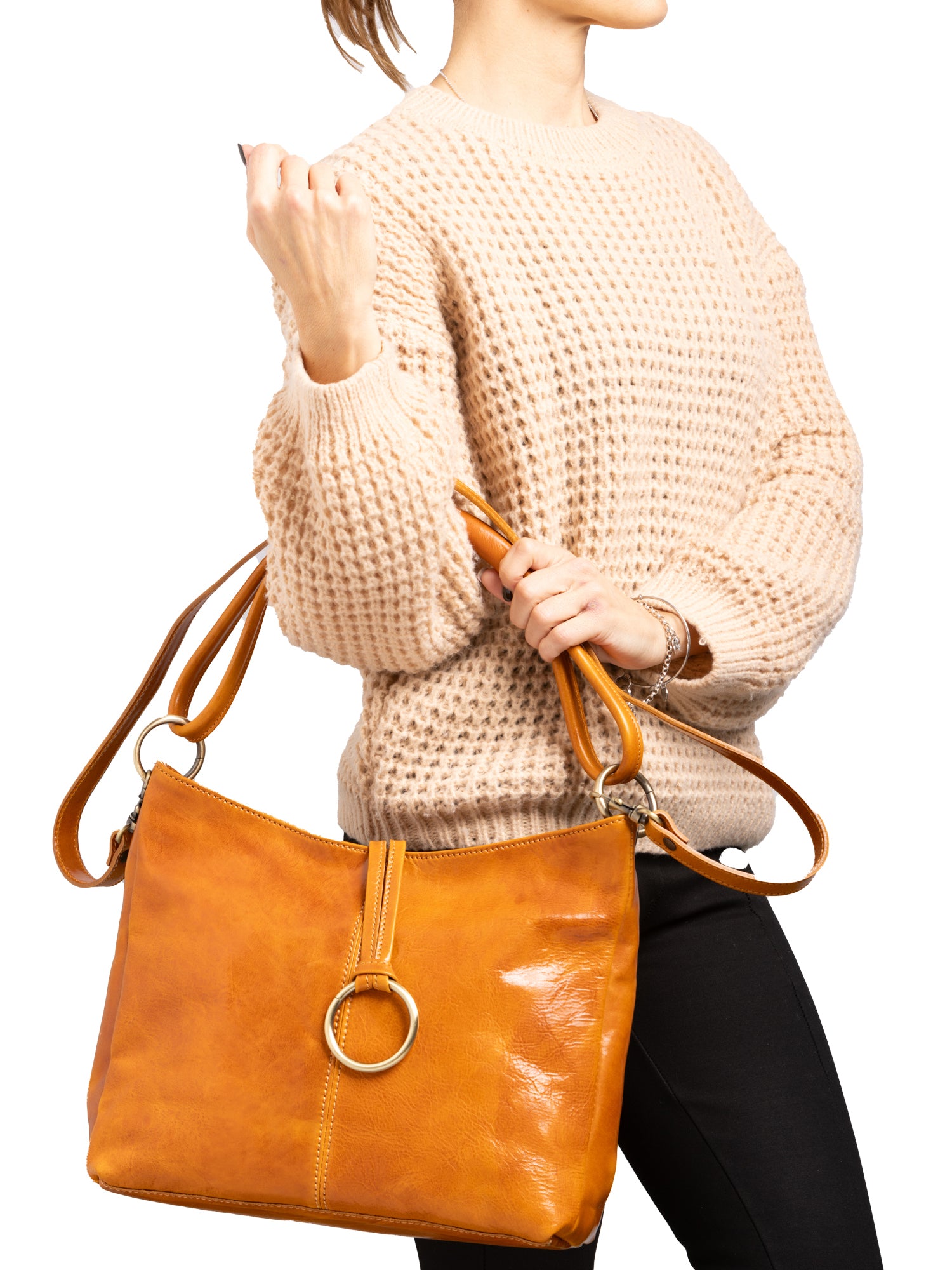 Shoulder Bag I Fratelli Women Genuine leather -Cognac Senape