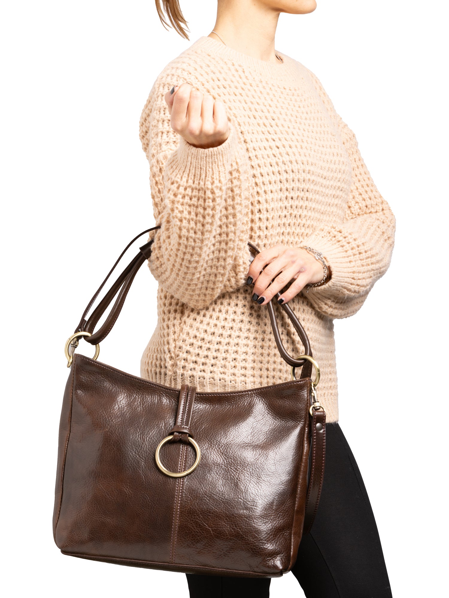 Shoulder Bag I Fratelli Women Genuine leather -Cognac Testa di moro