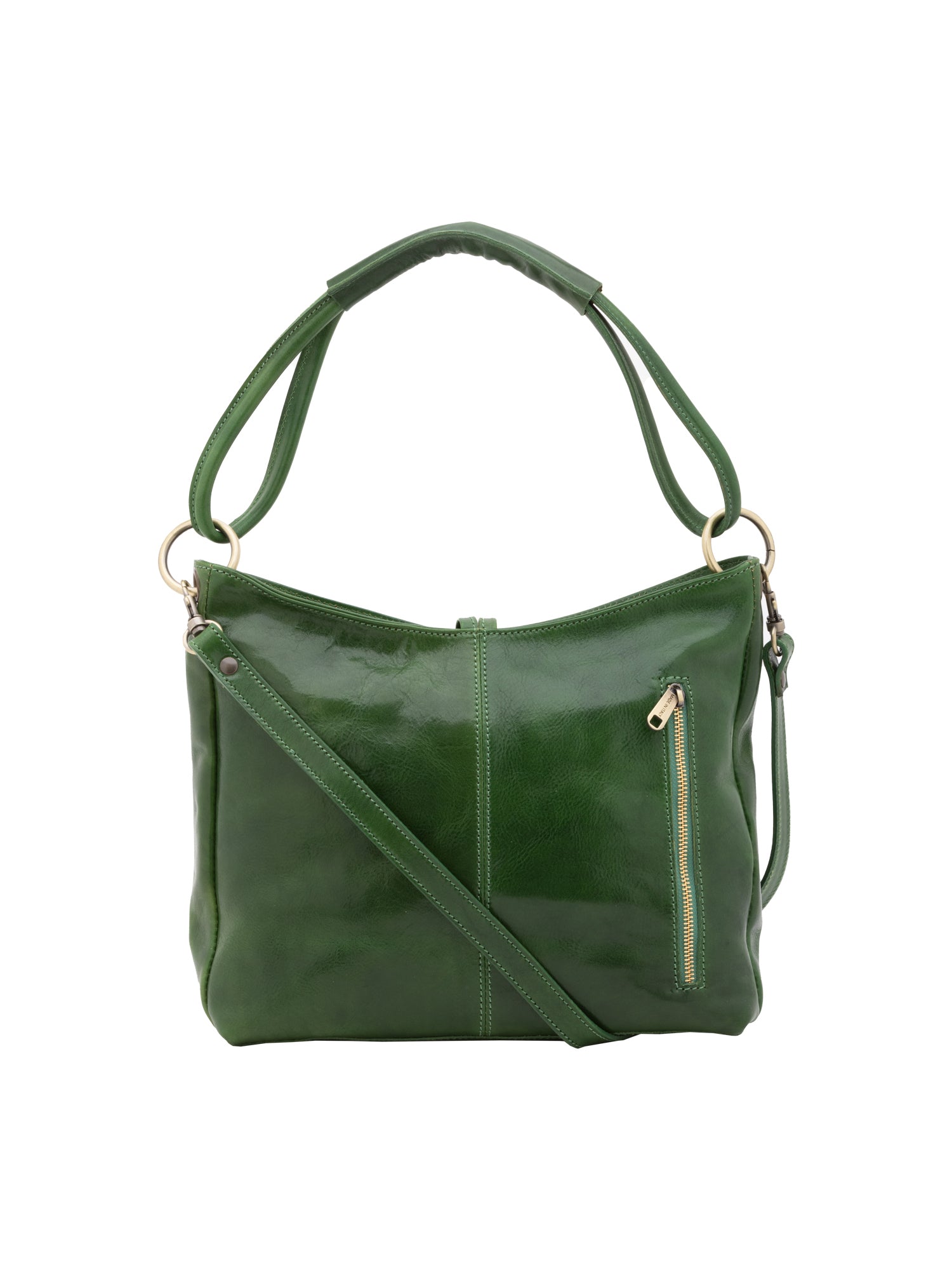 Shoulder Bag I Fratelli Women Genuine leather -Cognac Verde
