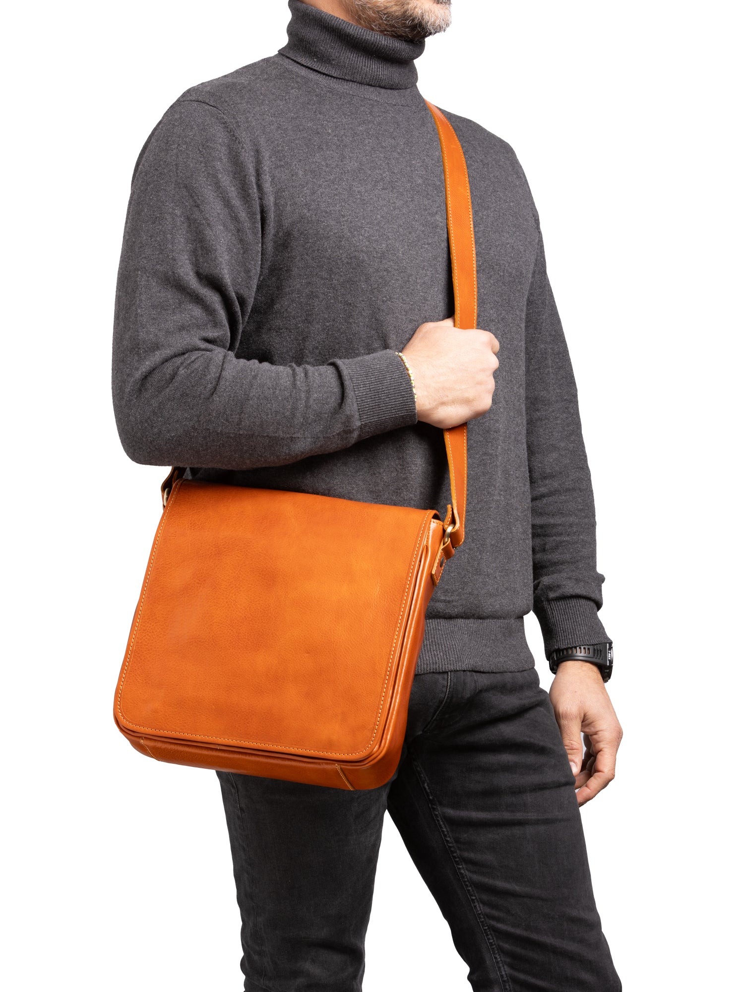 Crossbody bag I Fratelli Men Genuine leather -Cognac Cognac