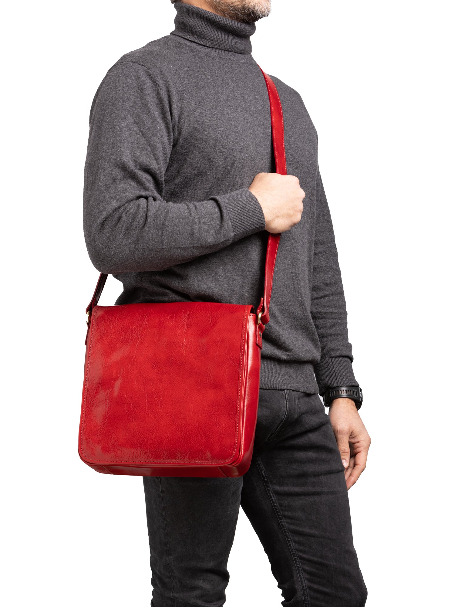 Crossbody bag I Fratelli Men Genuine leather -Cognac Rosso